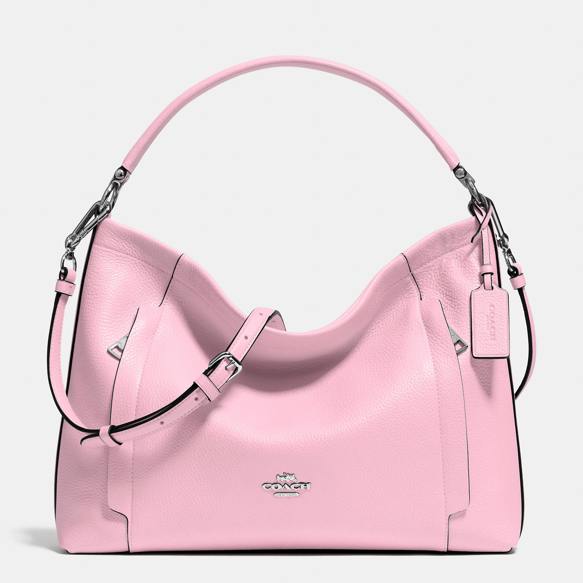 COACH Scout Hobo In Pebble Leather in Pink | Lyst