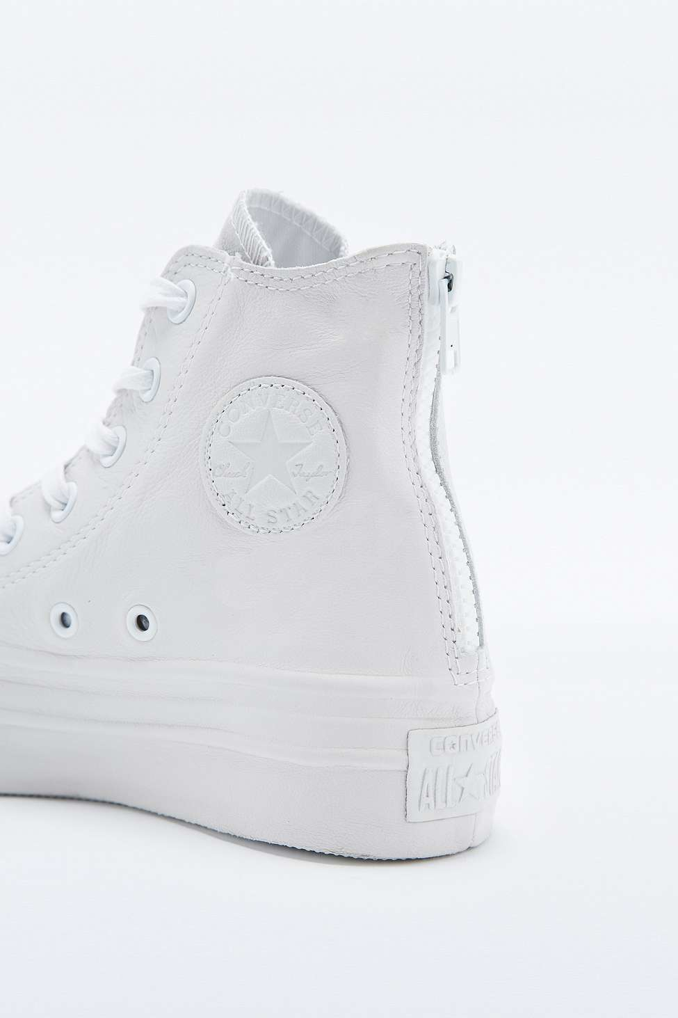 white leather converse platforms