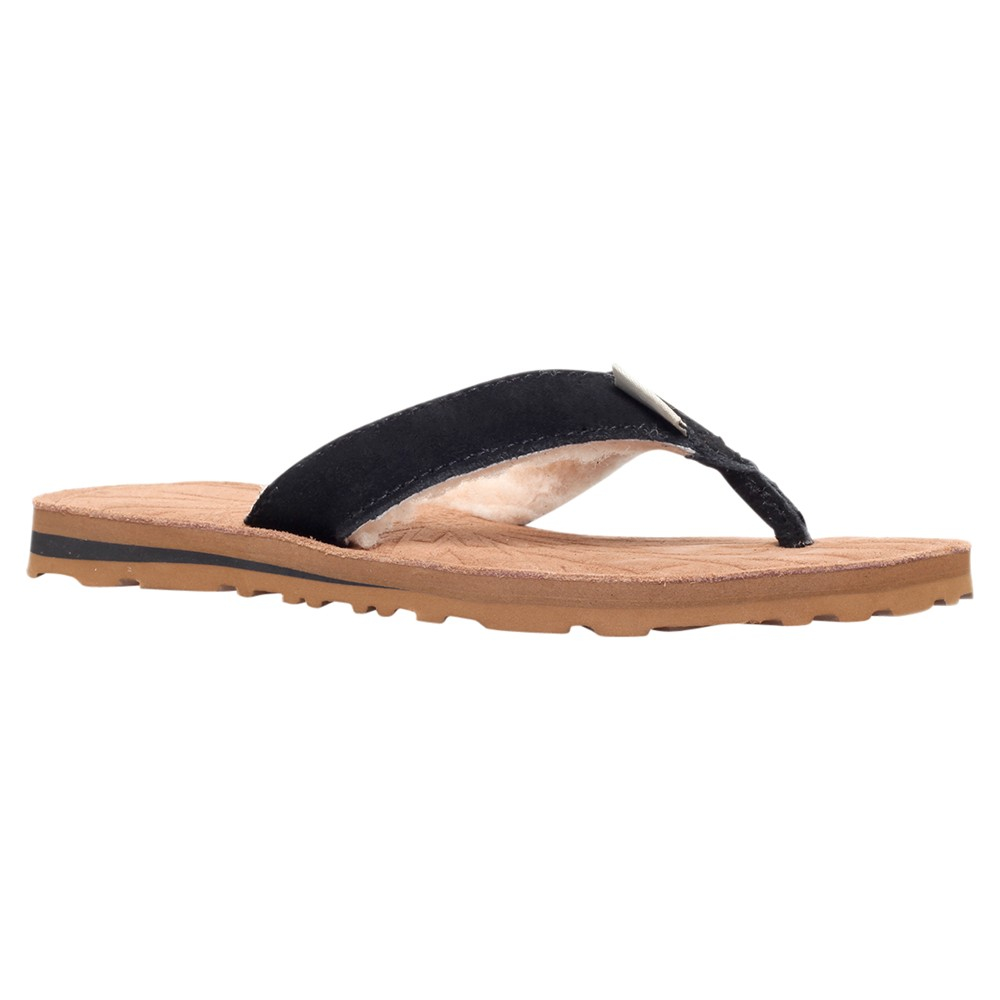 UGG Tasmina Suede Flat Toe Post Flip Flops in Black | Lyst UK