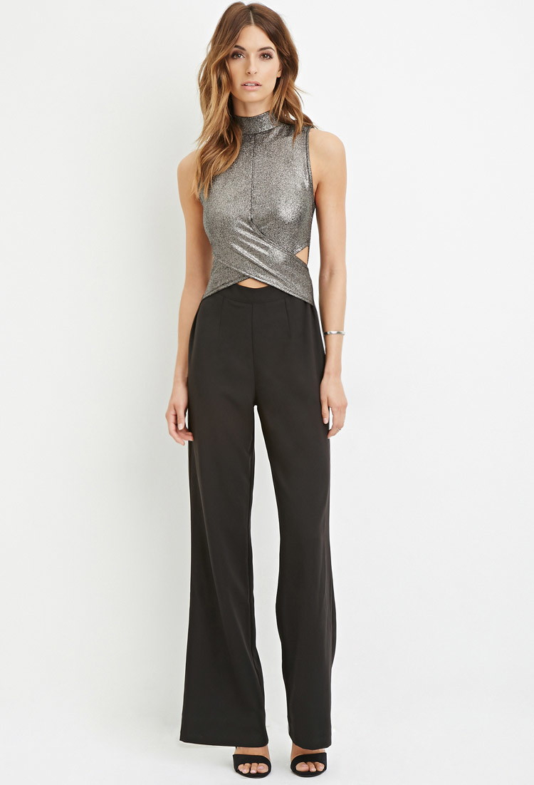 forever 21 silver jumpsuit