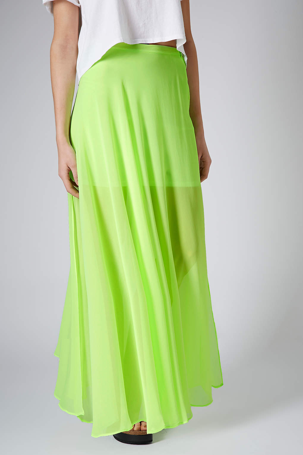 Lime Chiffon Maxi Skirt in Green Lyst