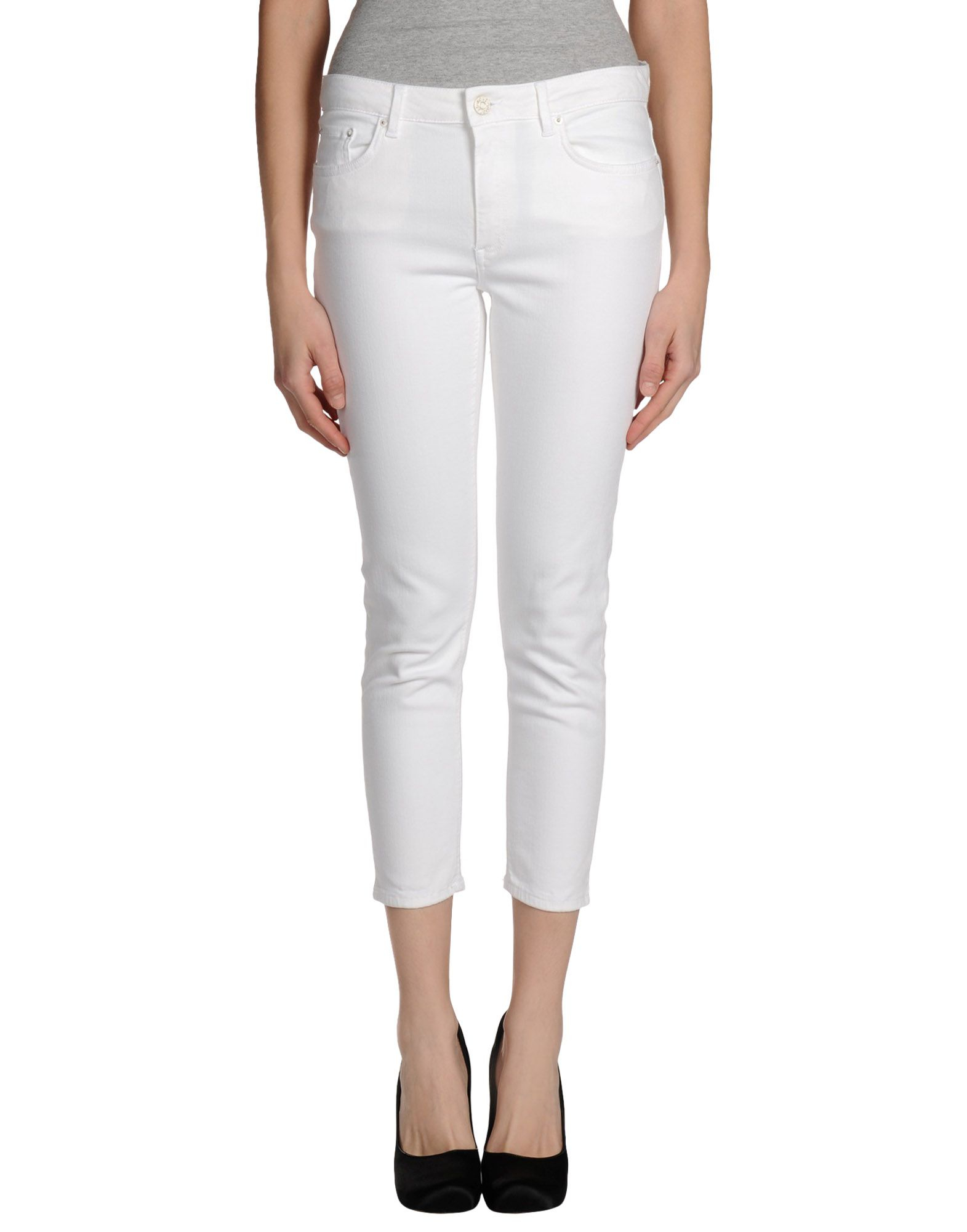 Acne | White Denim Capris | Lyst