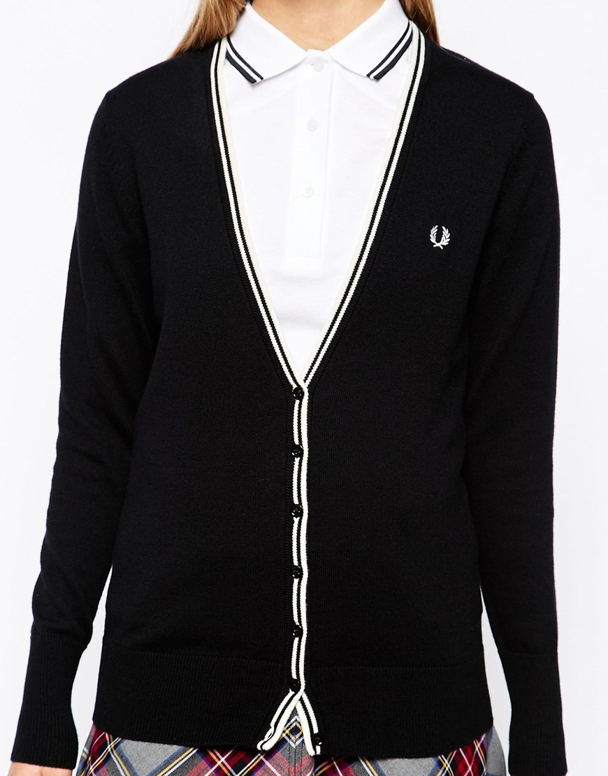 black fred perry cardigan