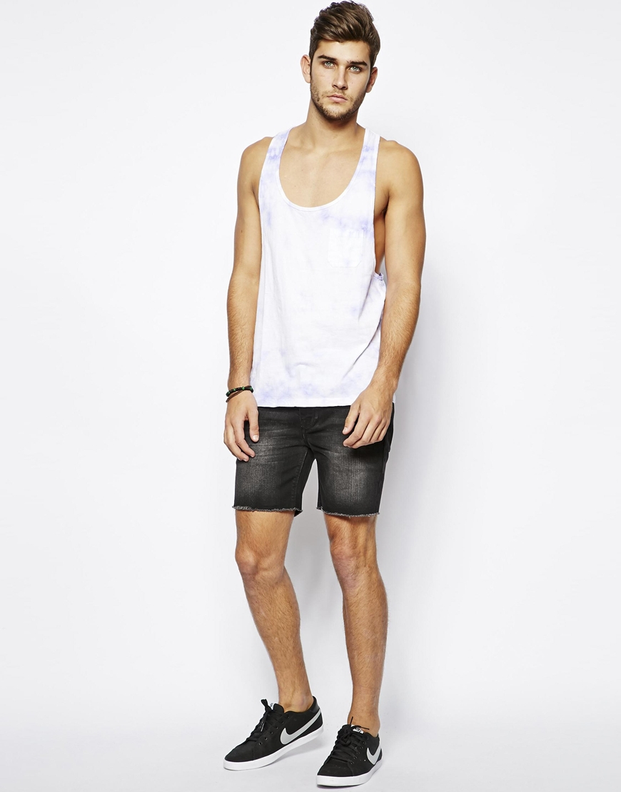 ASOS Denim Shorts in Cut Off Style in Blue for Men - Lyst