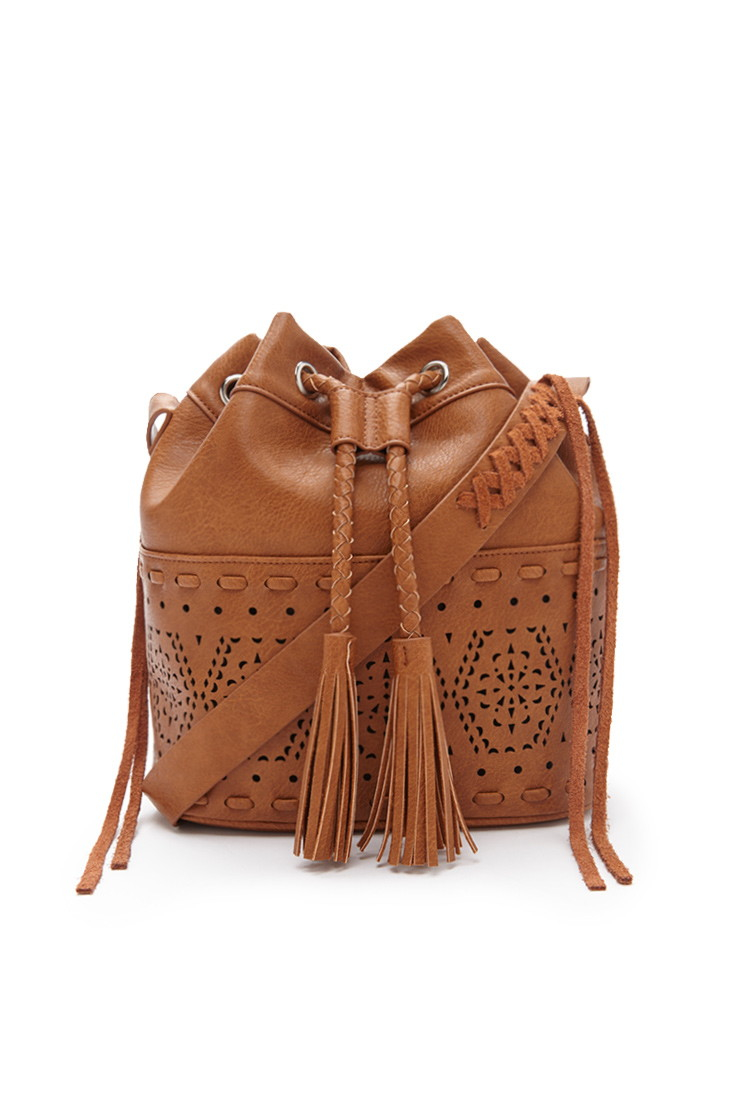 Lyst Forever 21 Faux Leather Bucket Bag In Brown Gallery Women S Bucket Bags