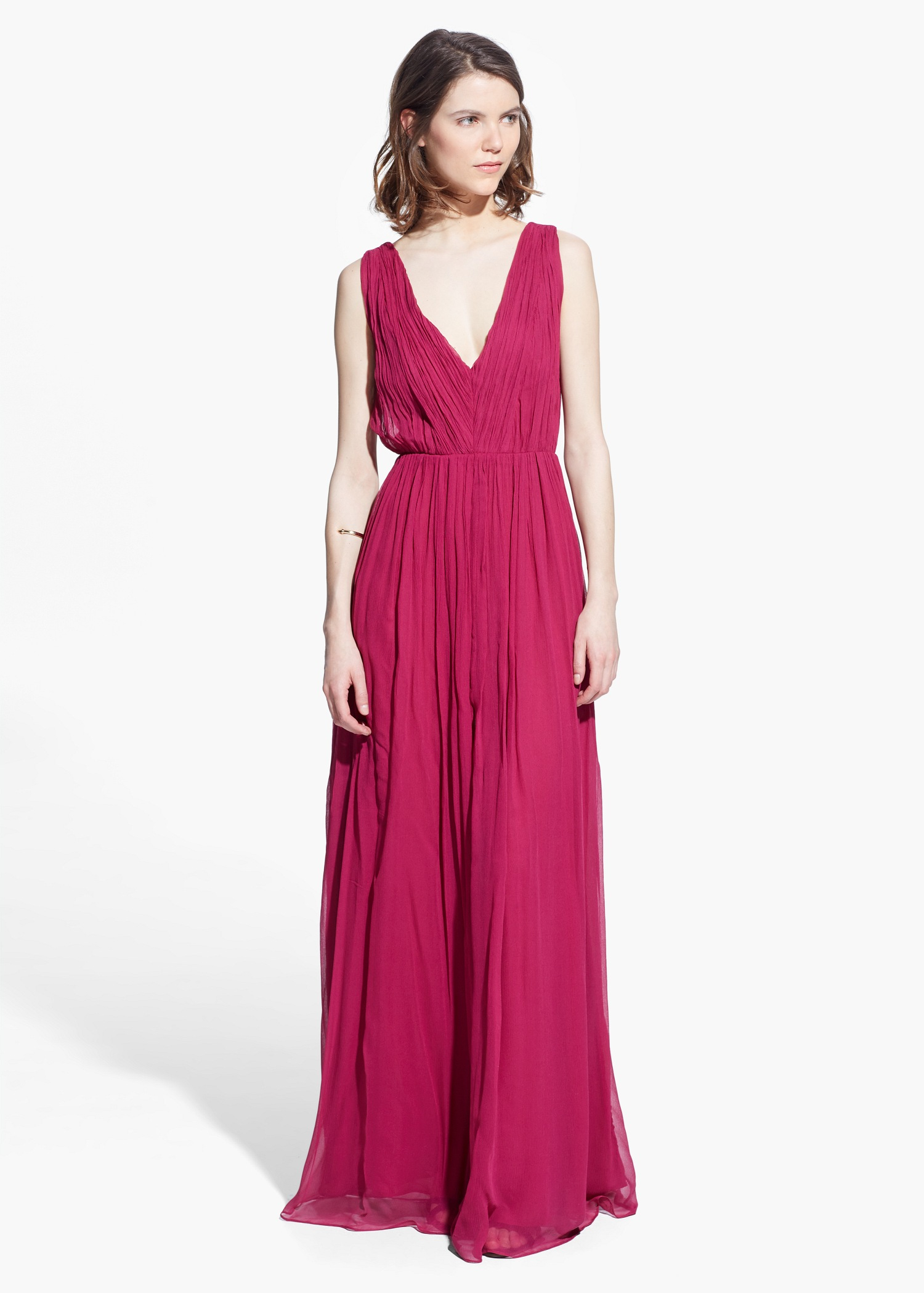 Mango CutOut Ruched Dress in Cherry (Pink) Lyst