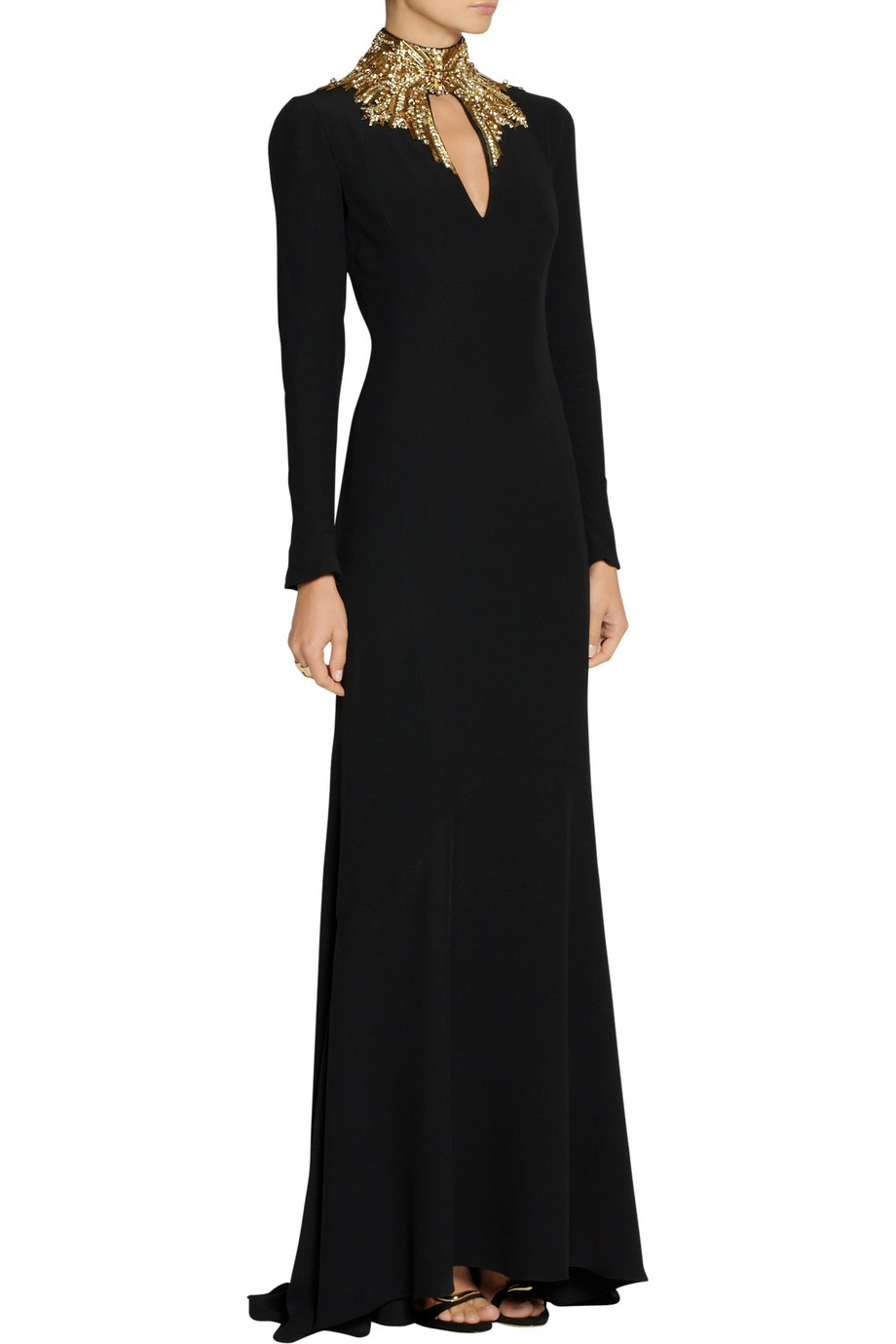 Alexander McQueen Embellished Cutout Crepe Gown in Black - Lyst
