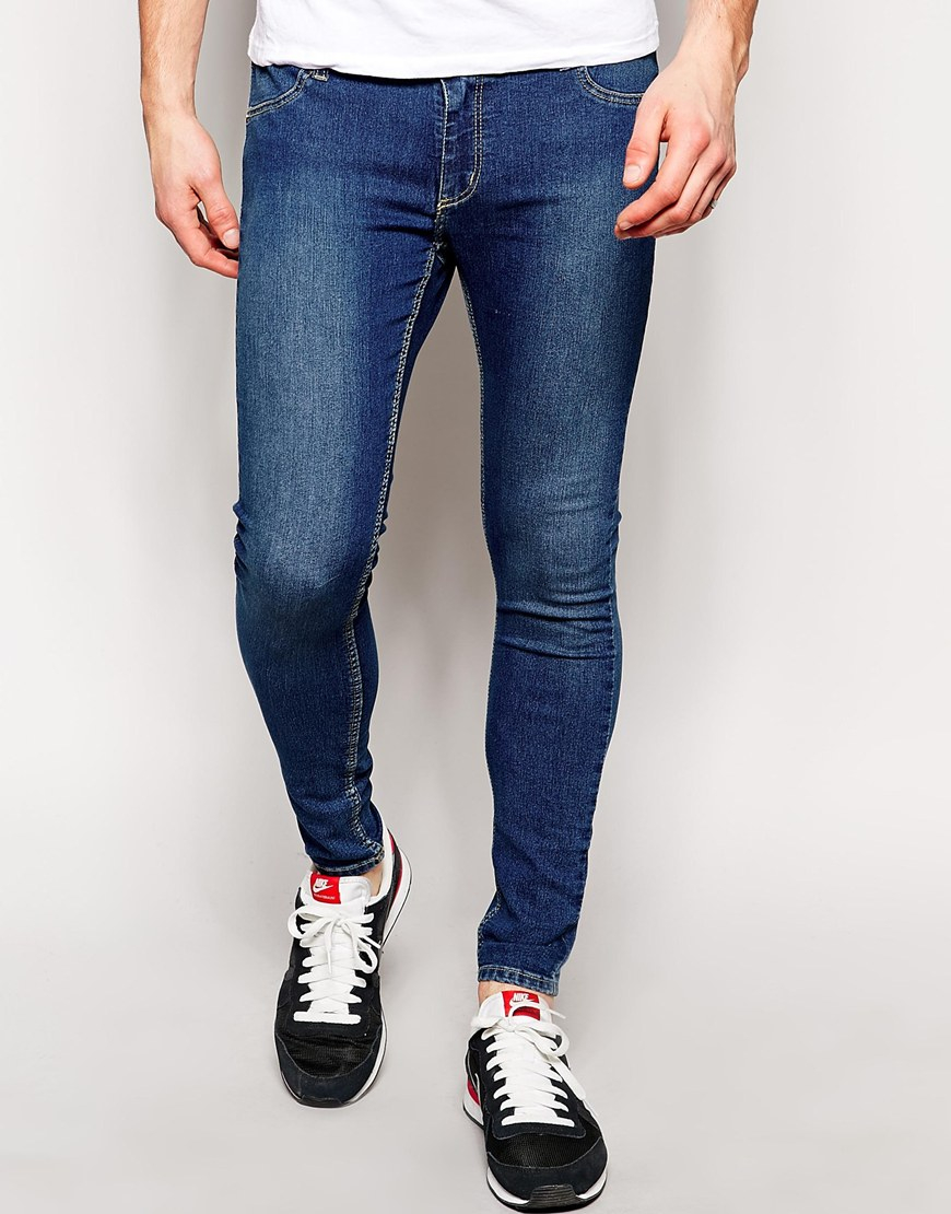 mid blue skinny jeans mens