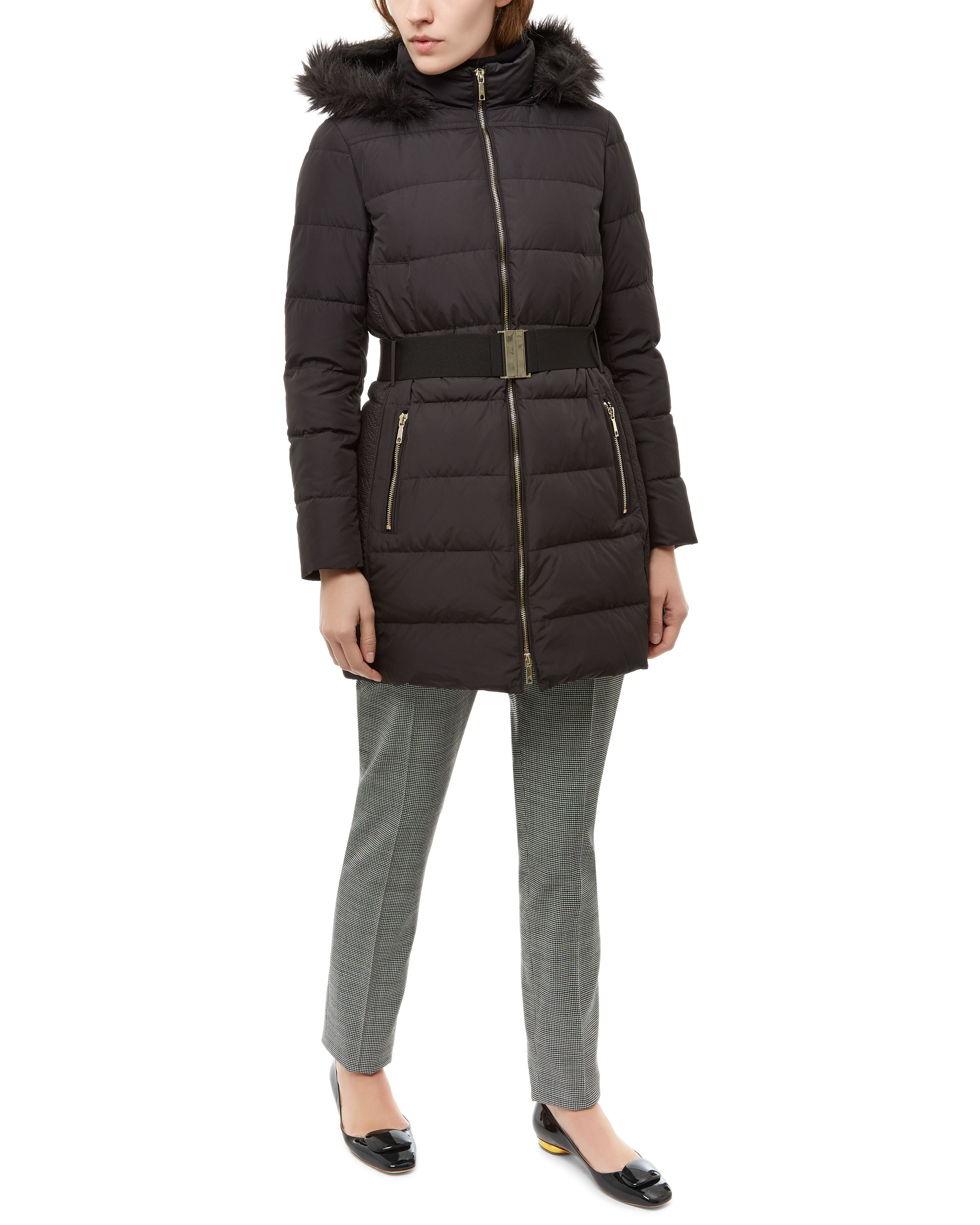 Jaeger Waisted Long Puffer Jacket in Black | Lyst