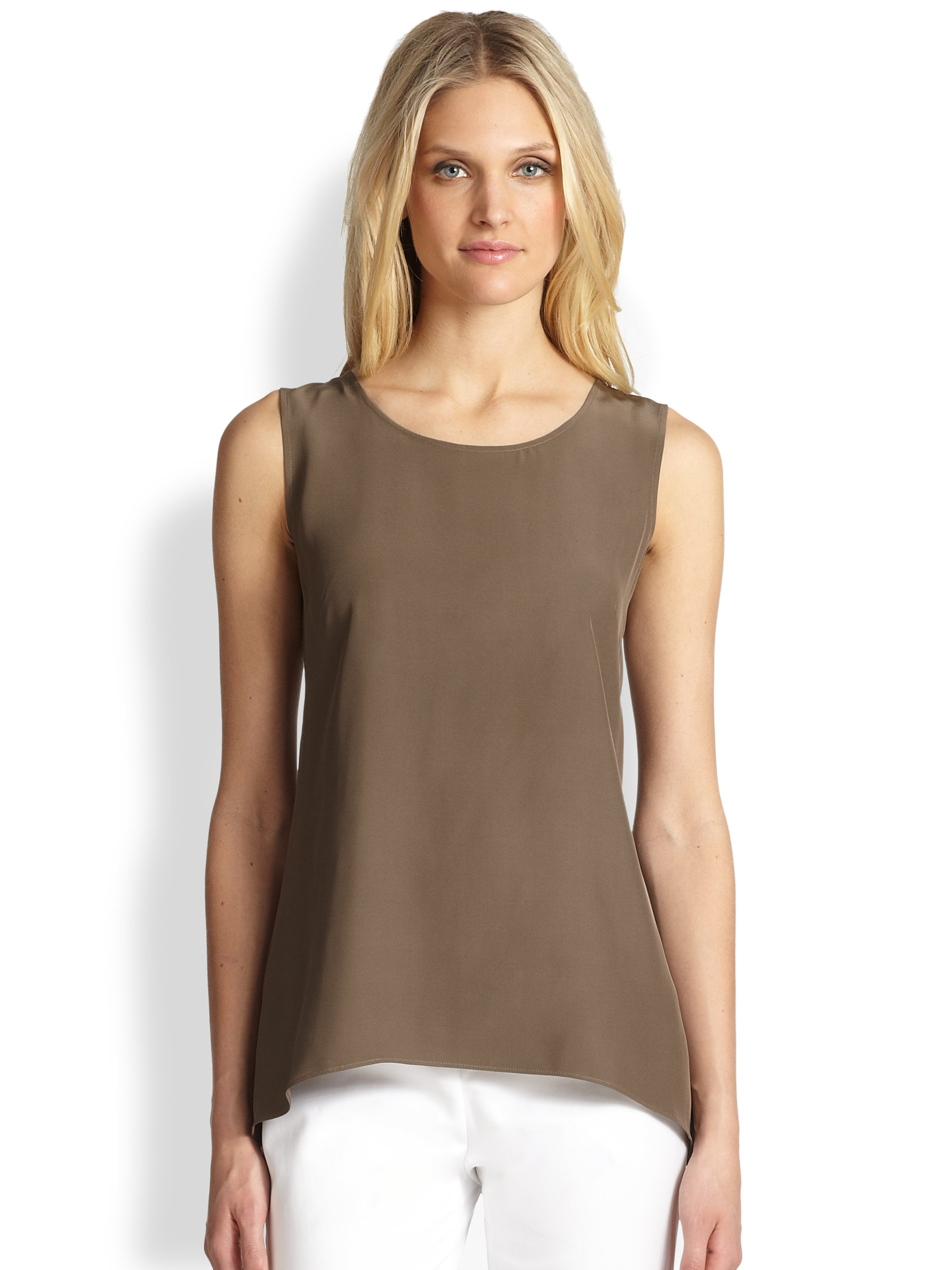 Lyst Lafayette 148 New York Silk Lucy Top In Brown 