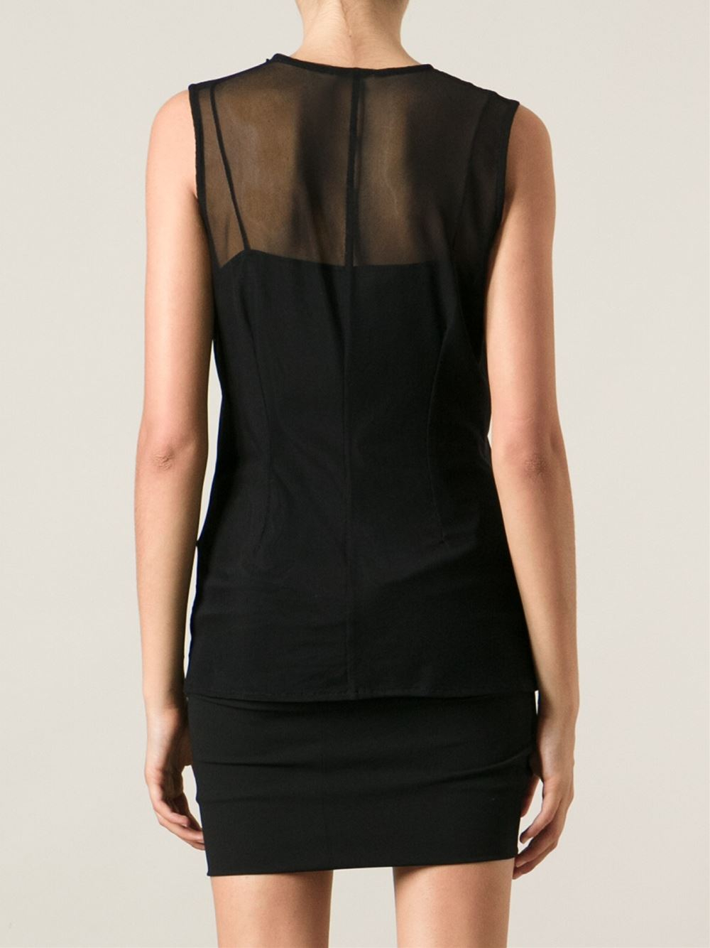 Lyst Ann Demeulemeester Sleeveless Sheer Top in Black