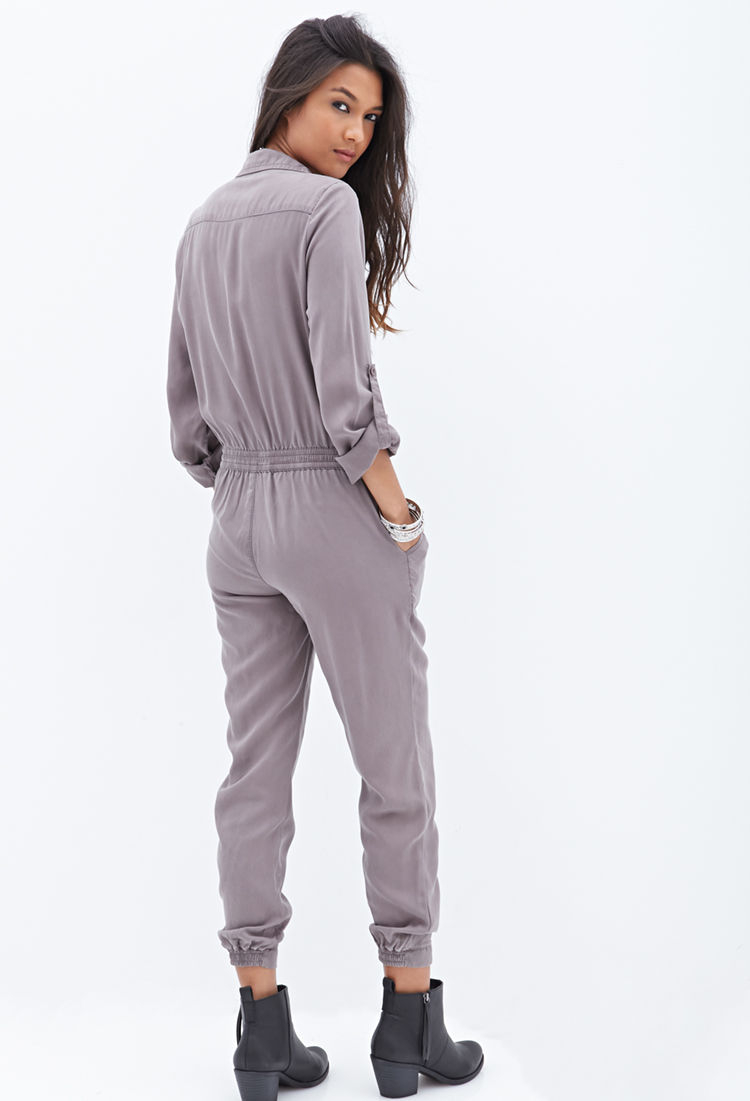 grey utility jumpsuit