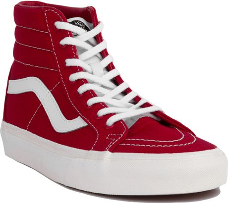 Vans Tango Red 10 Oz. Canvas Sk8-Hi Reissue High Top Sneakers in Red ...