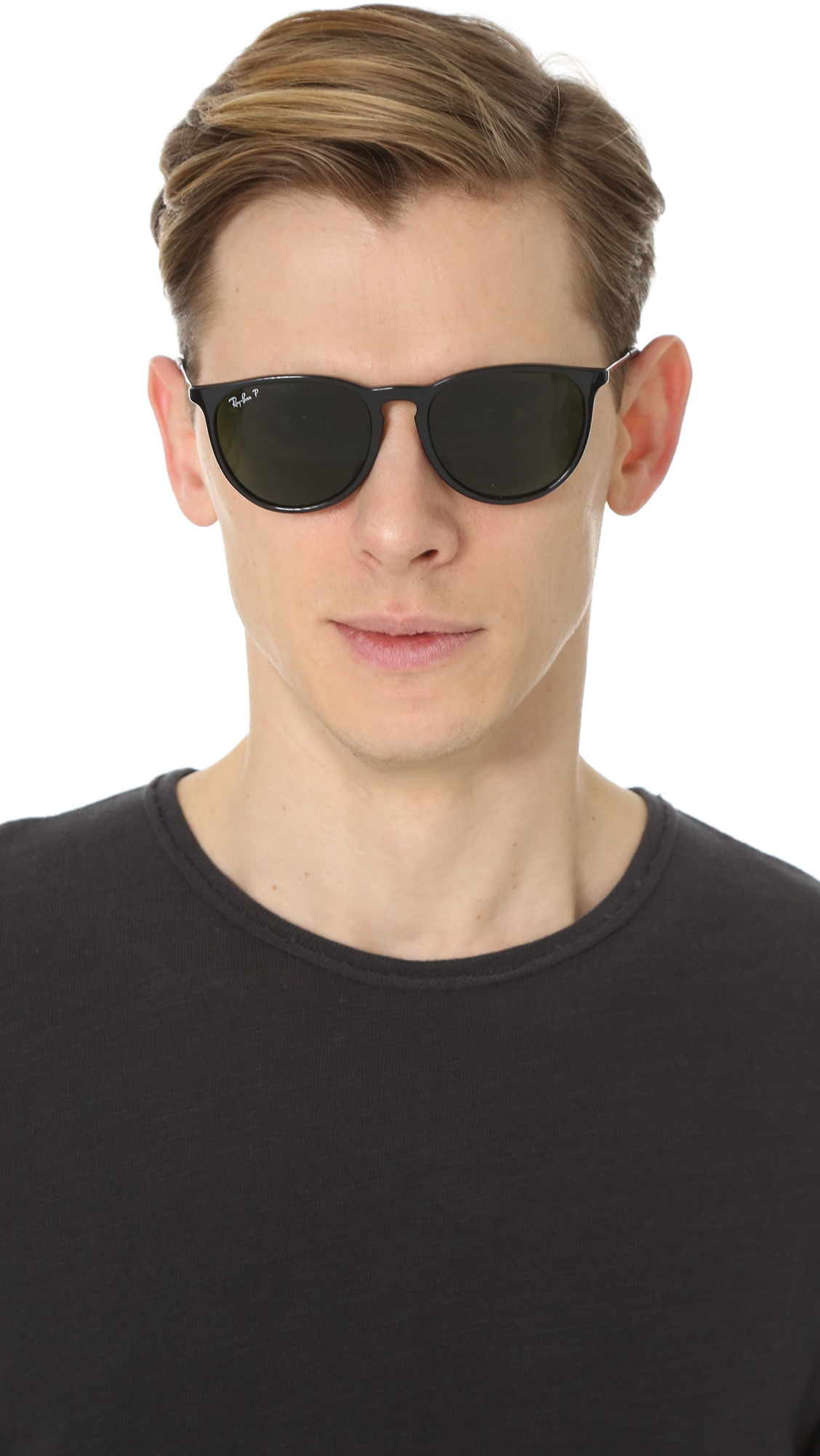 ray ban black round sunglasses