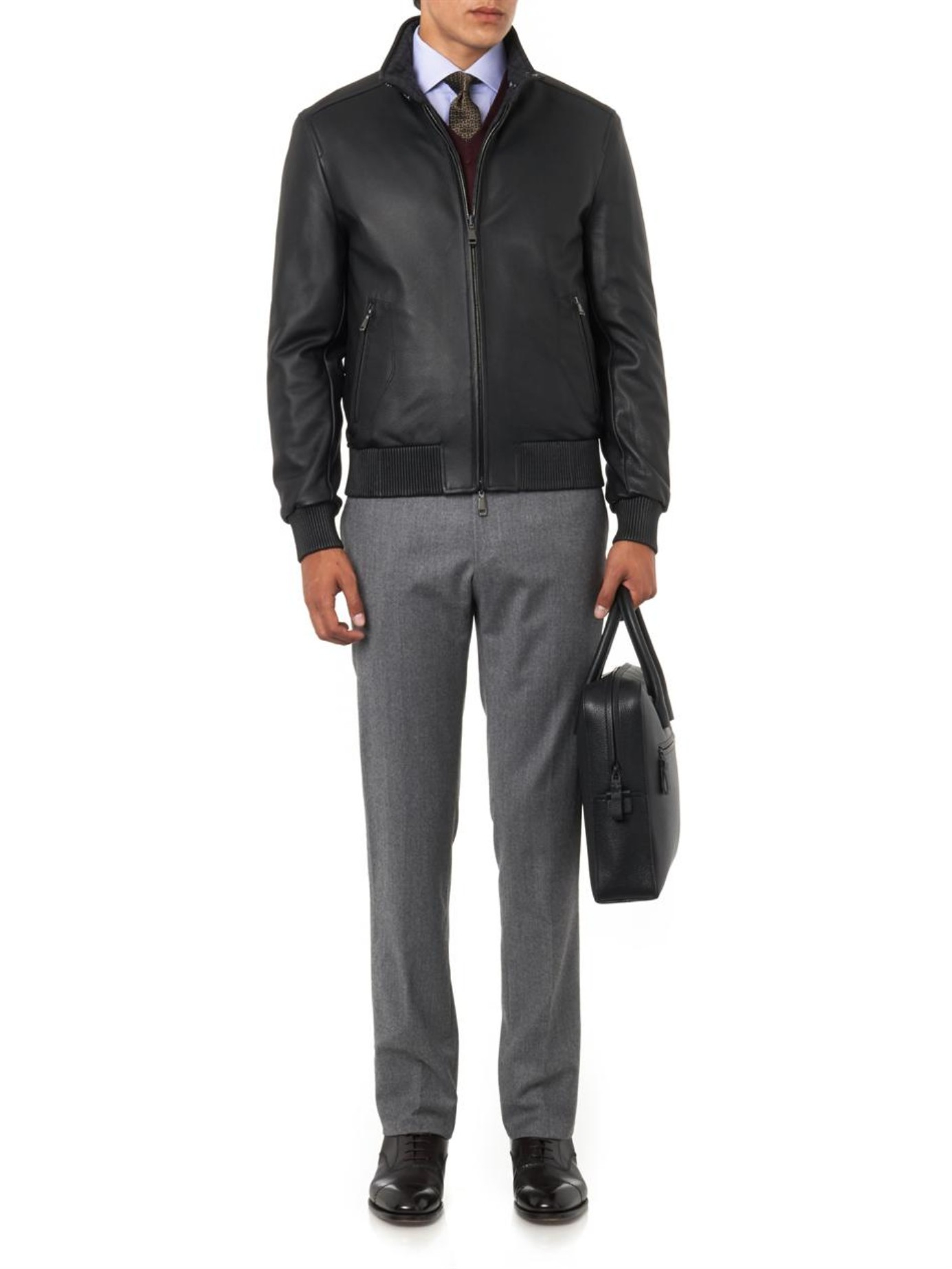 Brioni Reversible Leather Jacket In Black For Men Lyst Gallery
