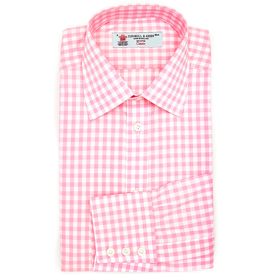 Turnbull & asser Pink Gingham Check Shirt With T&a Collar in Pink for ...