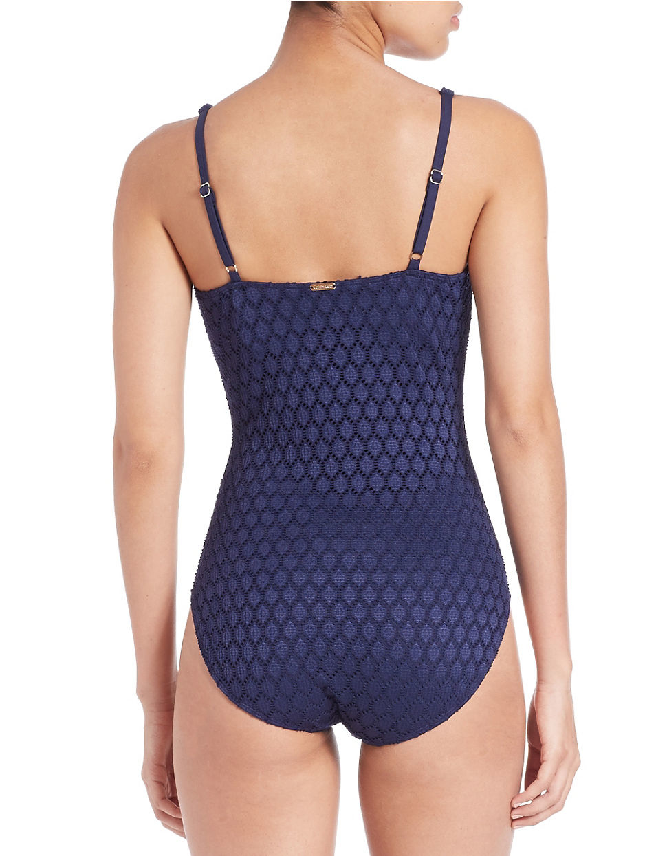 Calvin Klein Synthetic Cruise Crochet Onepiece Swimsuit in Navy Blue