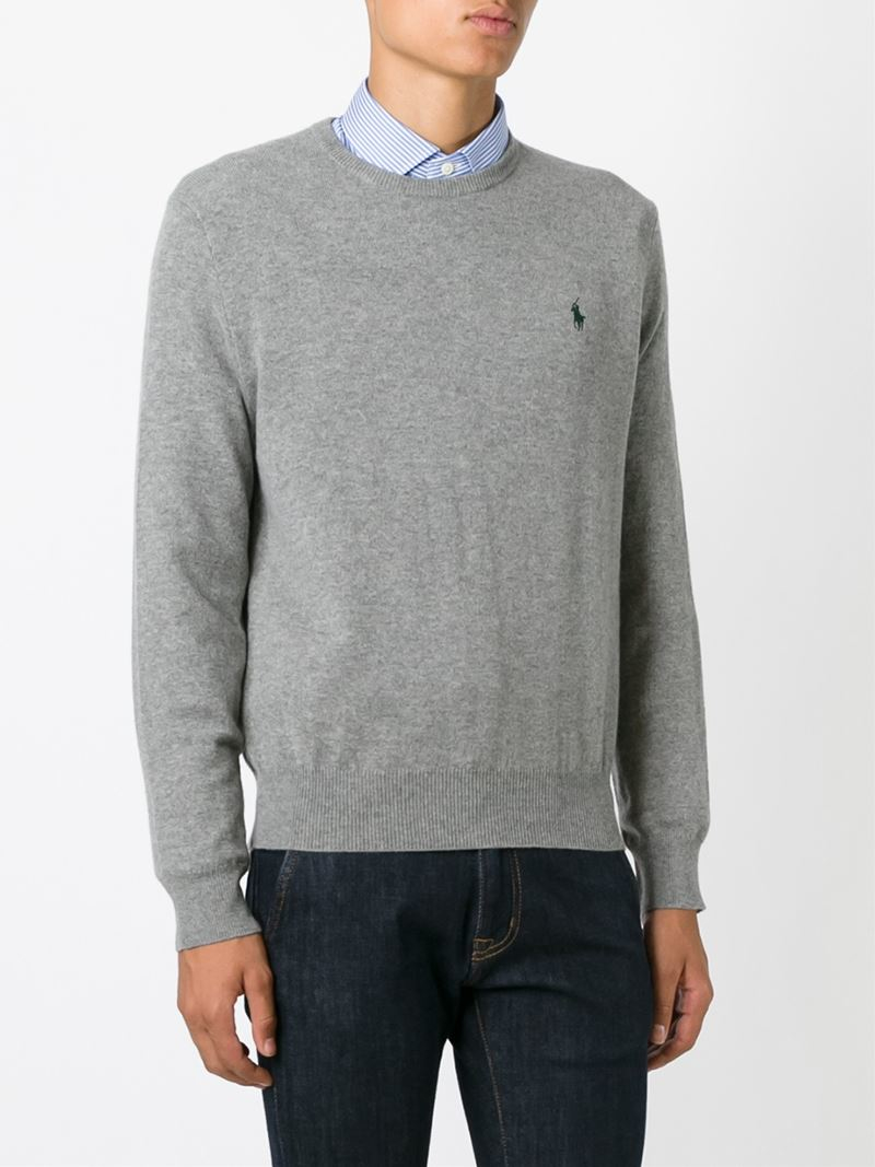 Polo Ralph Lauren Crew Neck Sweater in Grey (Gray) for Men - Lyst