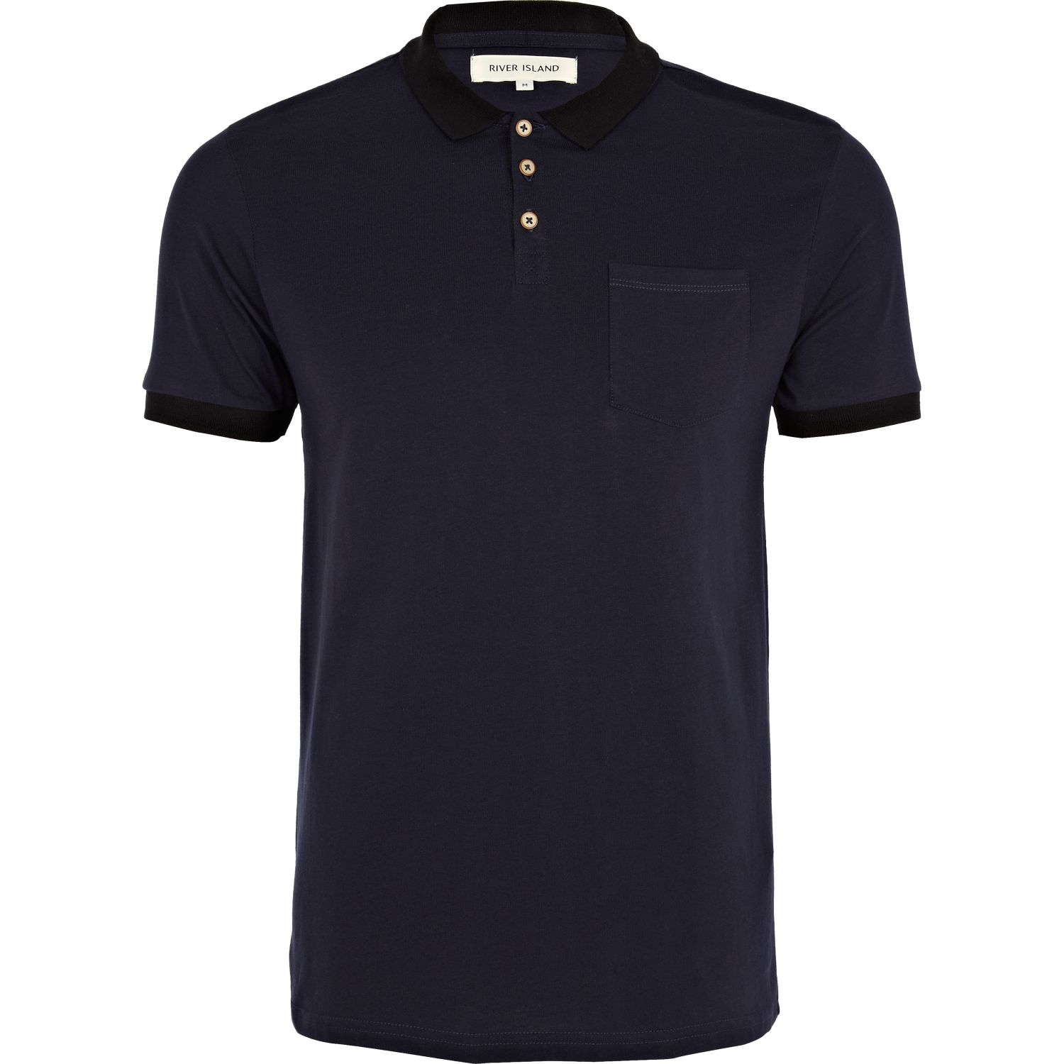 River Island Navy Blue Contrast Trim Polo Shirt in Blue for Men (navy ...