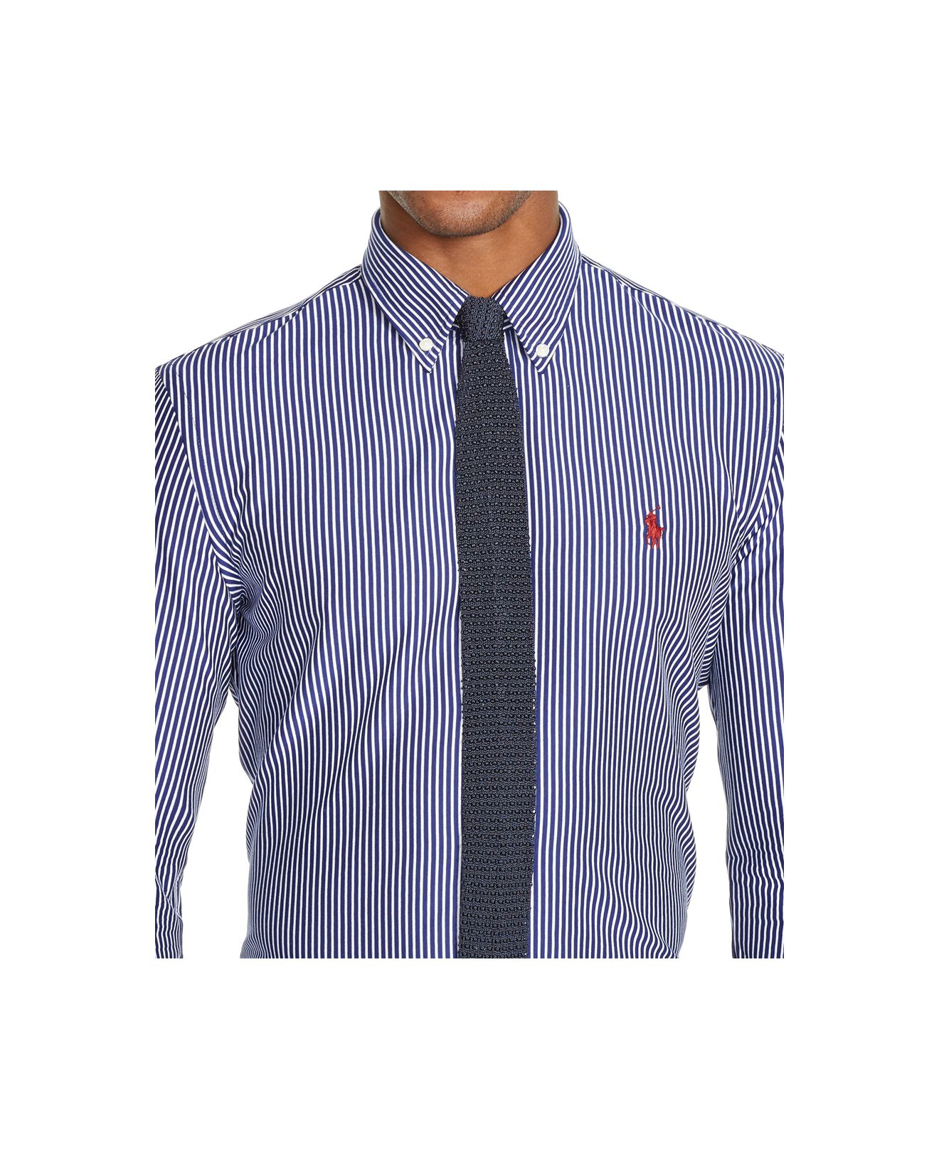 Polo ralph lauren Striped Knit Dress Shirt in Blue for Men (Yale Blue) | Lyst