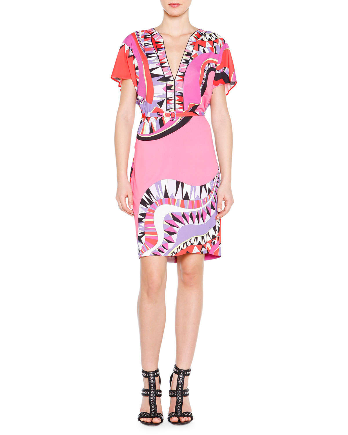 Lyst - Emilio Pucci Kaleidoscope-print Belted Dress in Pink