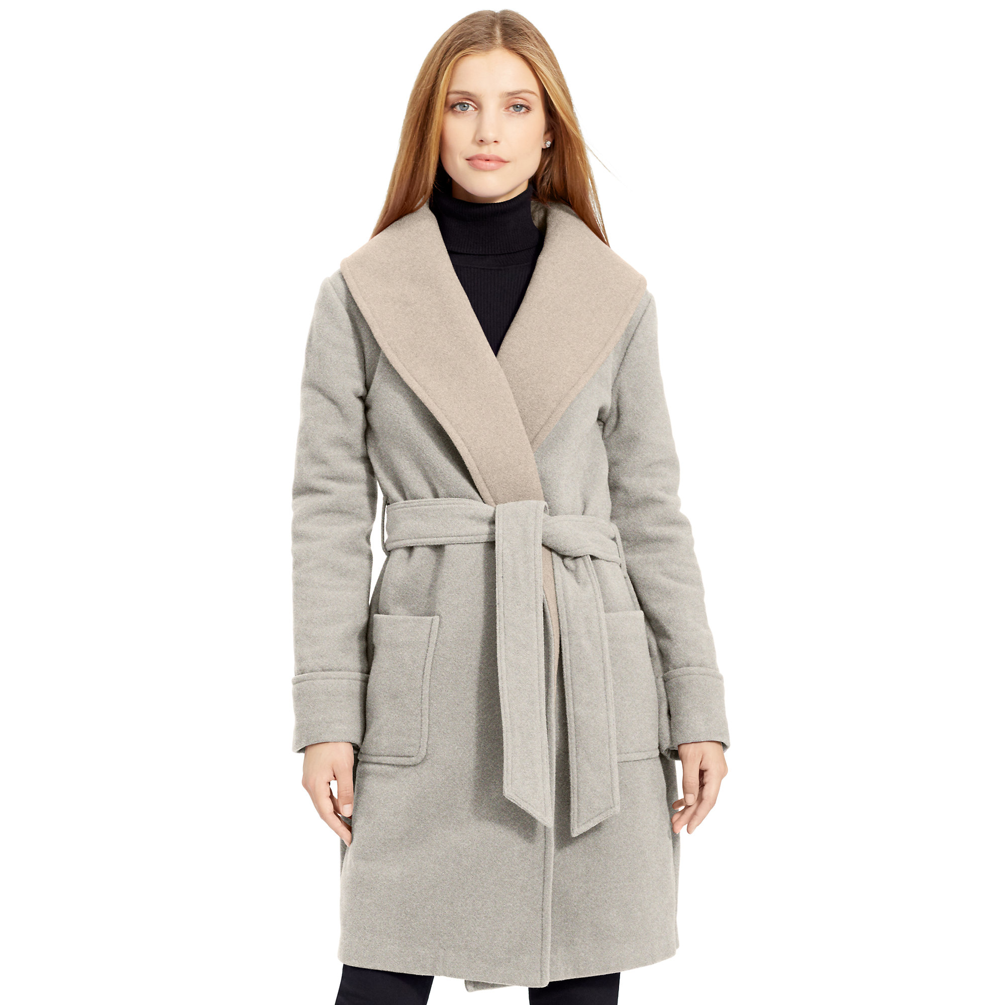 Gray wool wrap coat Clearance