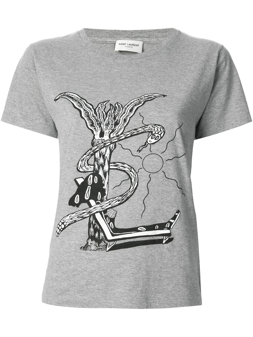 Saint laurent Printed T-Shirt in Gray | Lyst