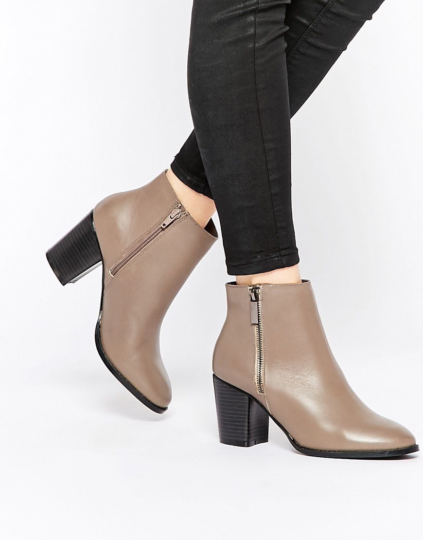 taupe leather booties