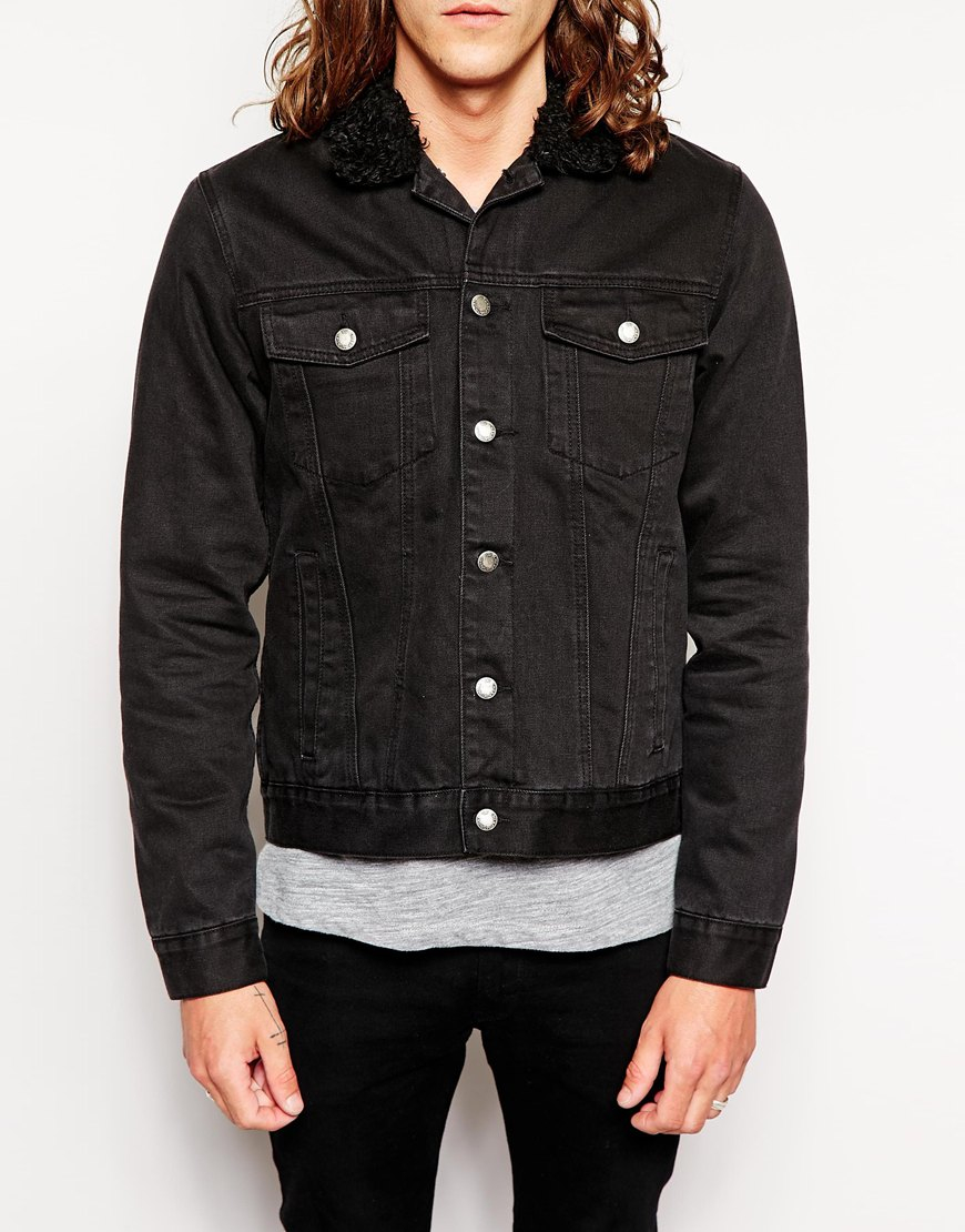 Cheap monday Lined Sherpa Denim Jacket in Black for Men Lyst