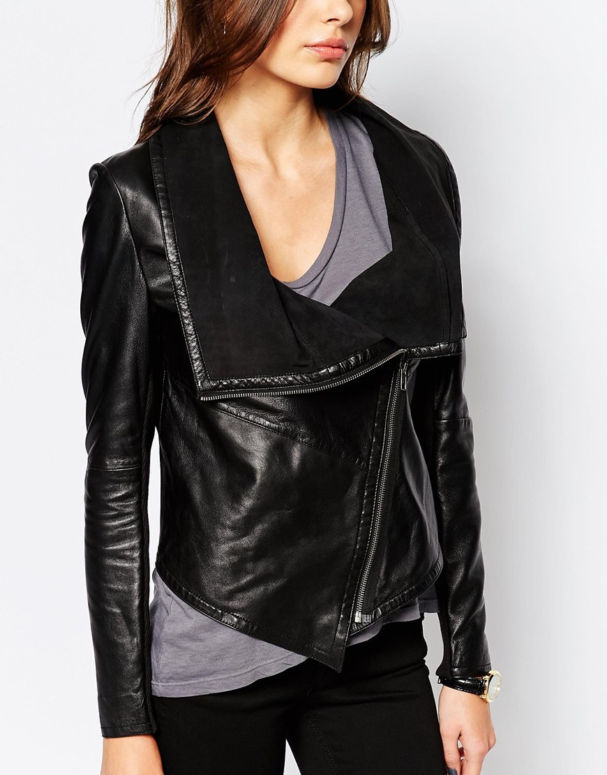 Muubaa Sabina Drape Leather Jacket In Black Lyst
