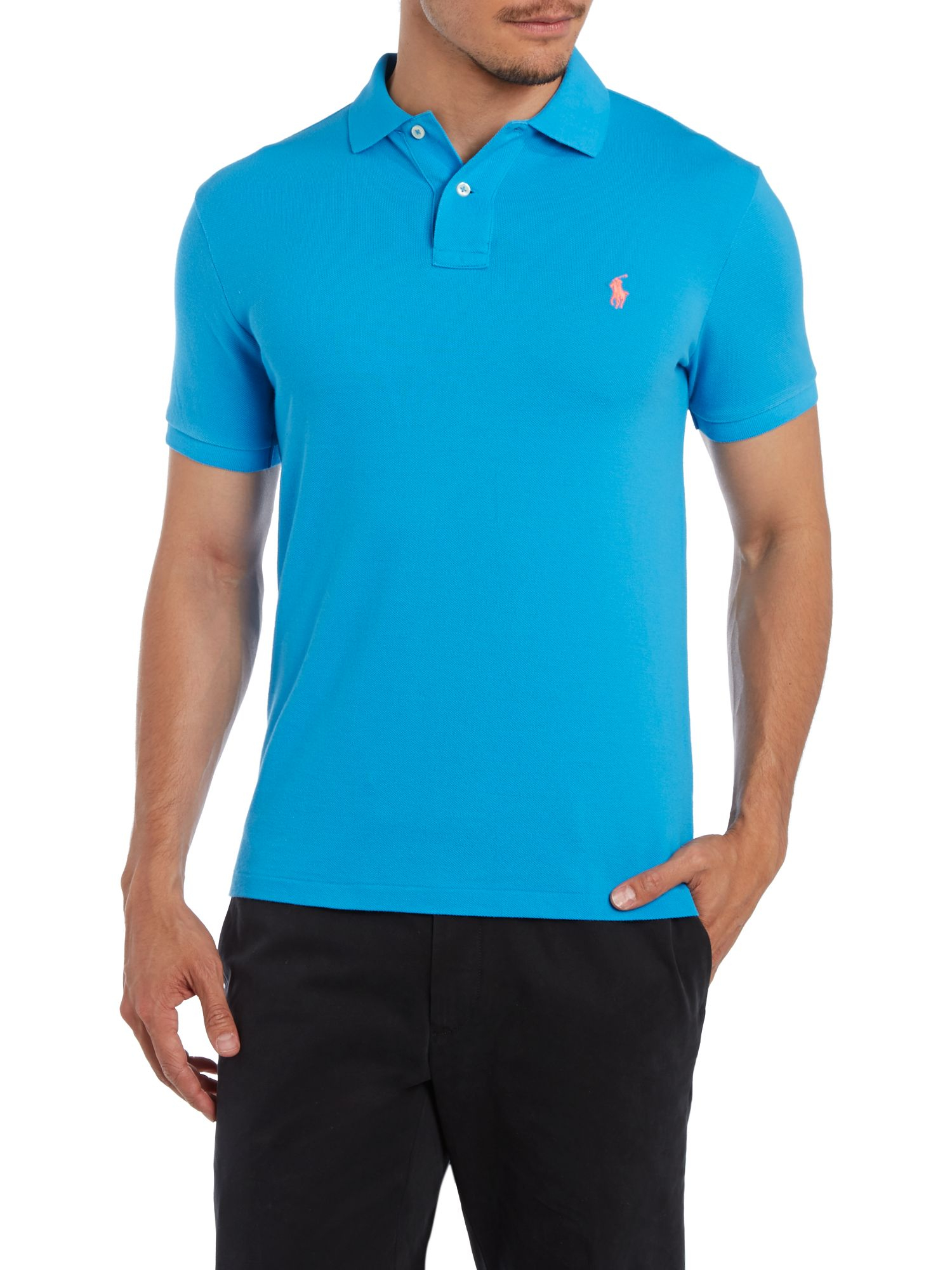Polo ralph lauren Slim Fit Short Sleeve Mesh Polo Shirt in Blue for Men ...