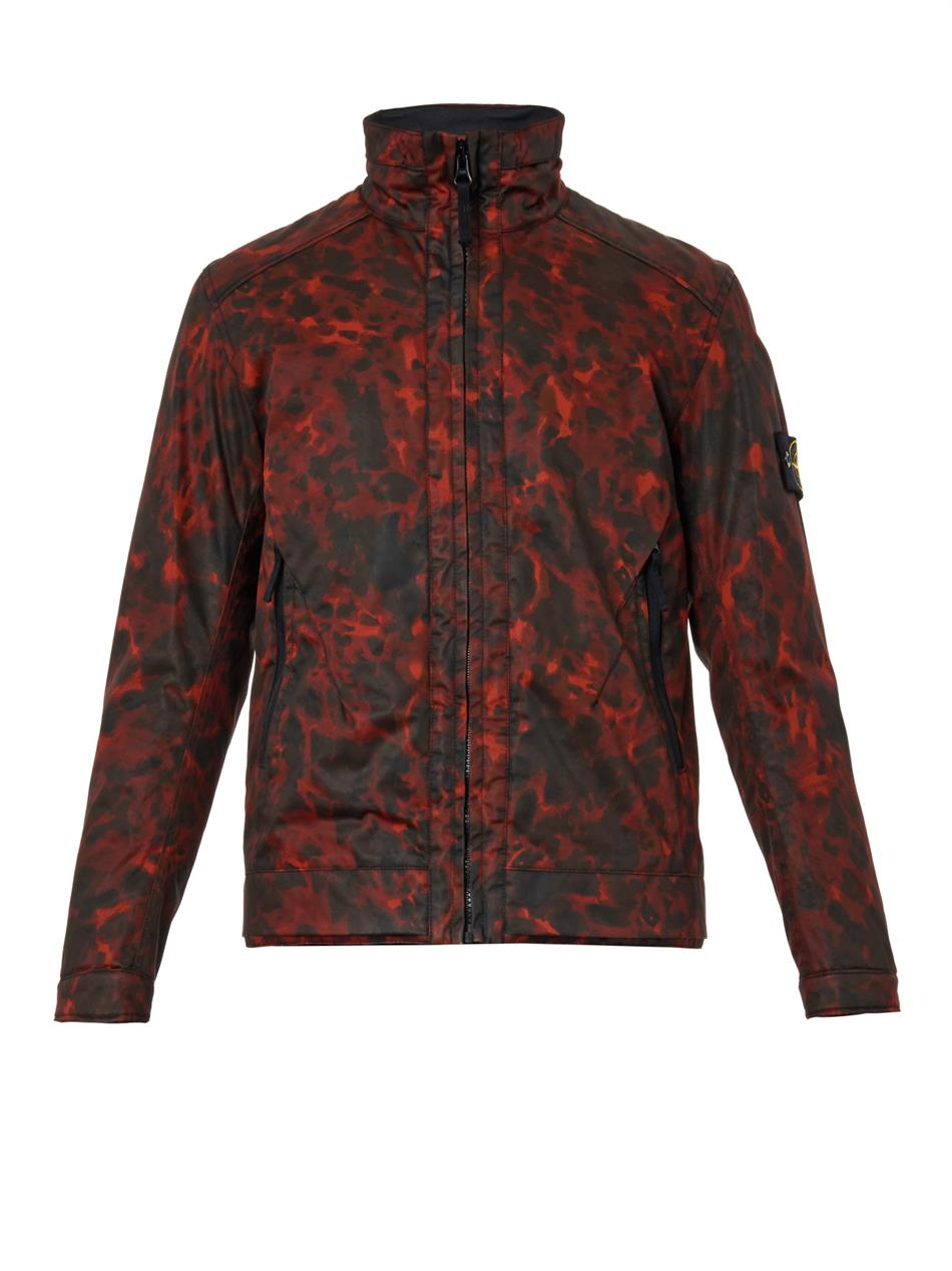 Stone Island Raso Gommato Camouflage Jacket in Red for Men - Lyst