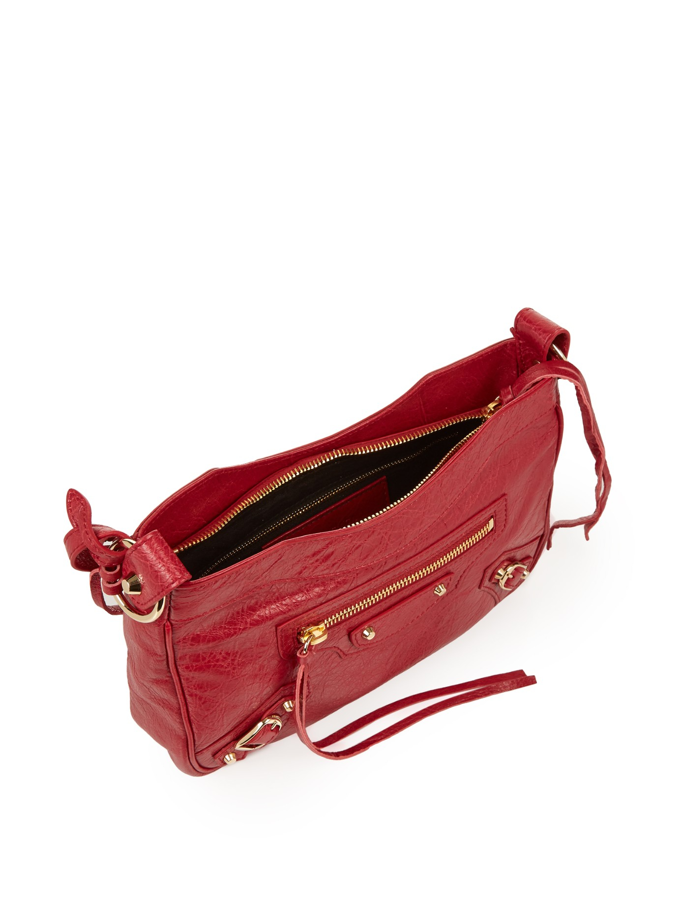 Balenciaga Leather Classic Hip Metallic-edge Cross-body Bag in Red | Lyst
