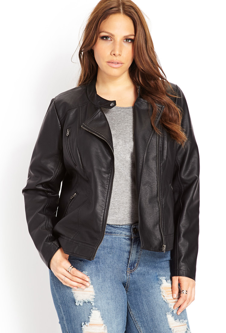 Forever 21 Plus Size Everyday Faux Leather Jacket in Black | Lyst