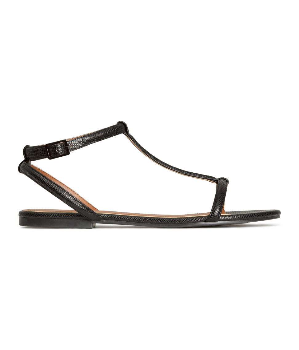H&M Strappy Sandals in Black | Lyst