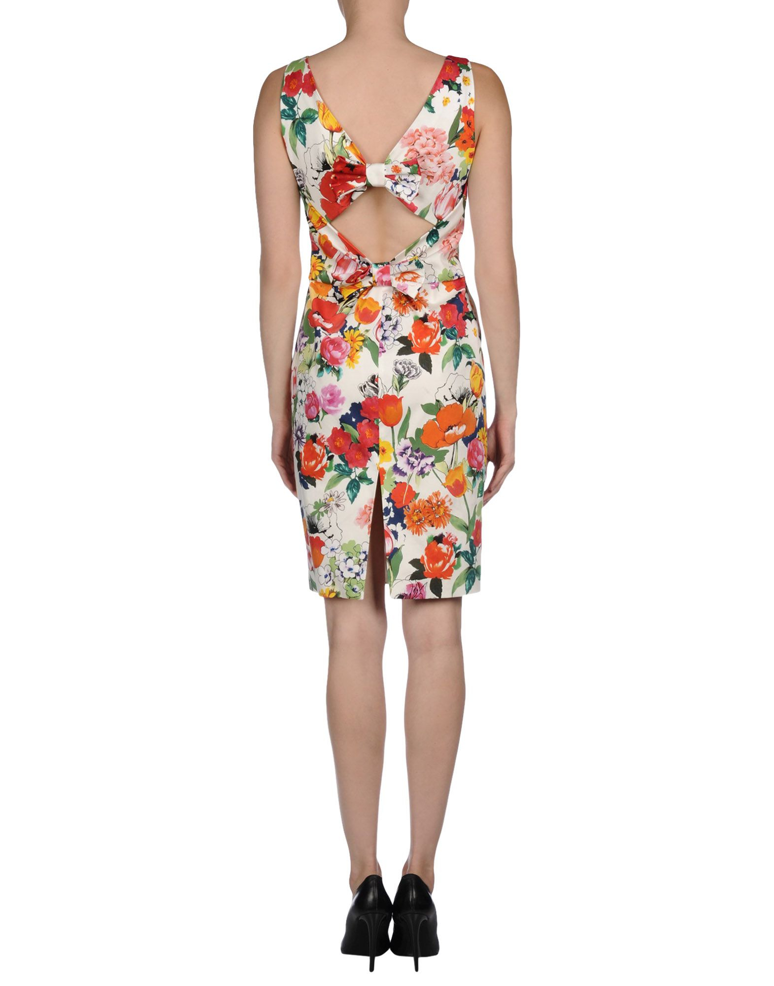 Lyst Moschino Floral And Traffic Cone Dress in White
