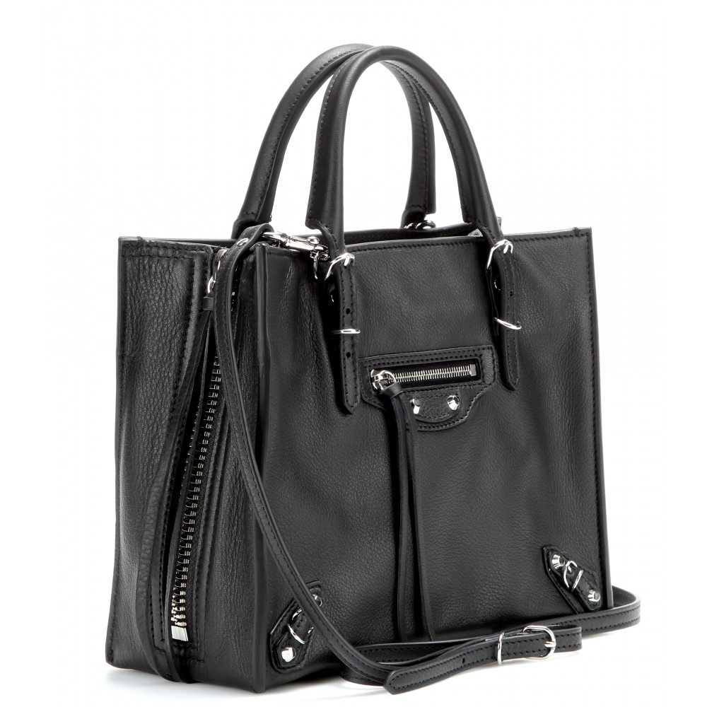 Balenciaga Black Mini Papier A4 Zip Around Leather Shoulder Bag in 2023