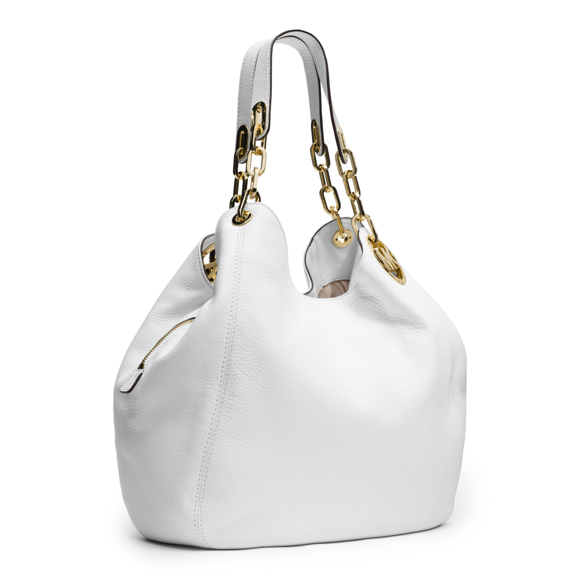 Michael kors Fulton Large Leather Shoulder Bag in White (OPTIC WHITE