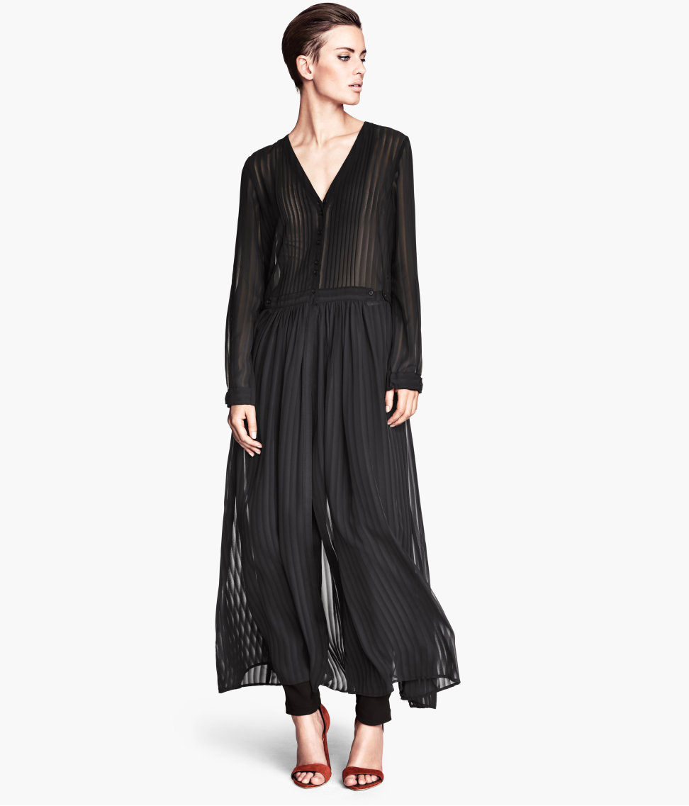 H☀M Chiffon Dress in Black | Lyst