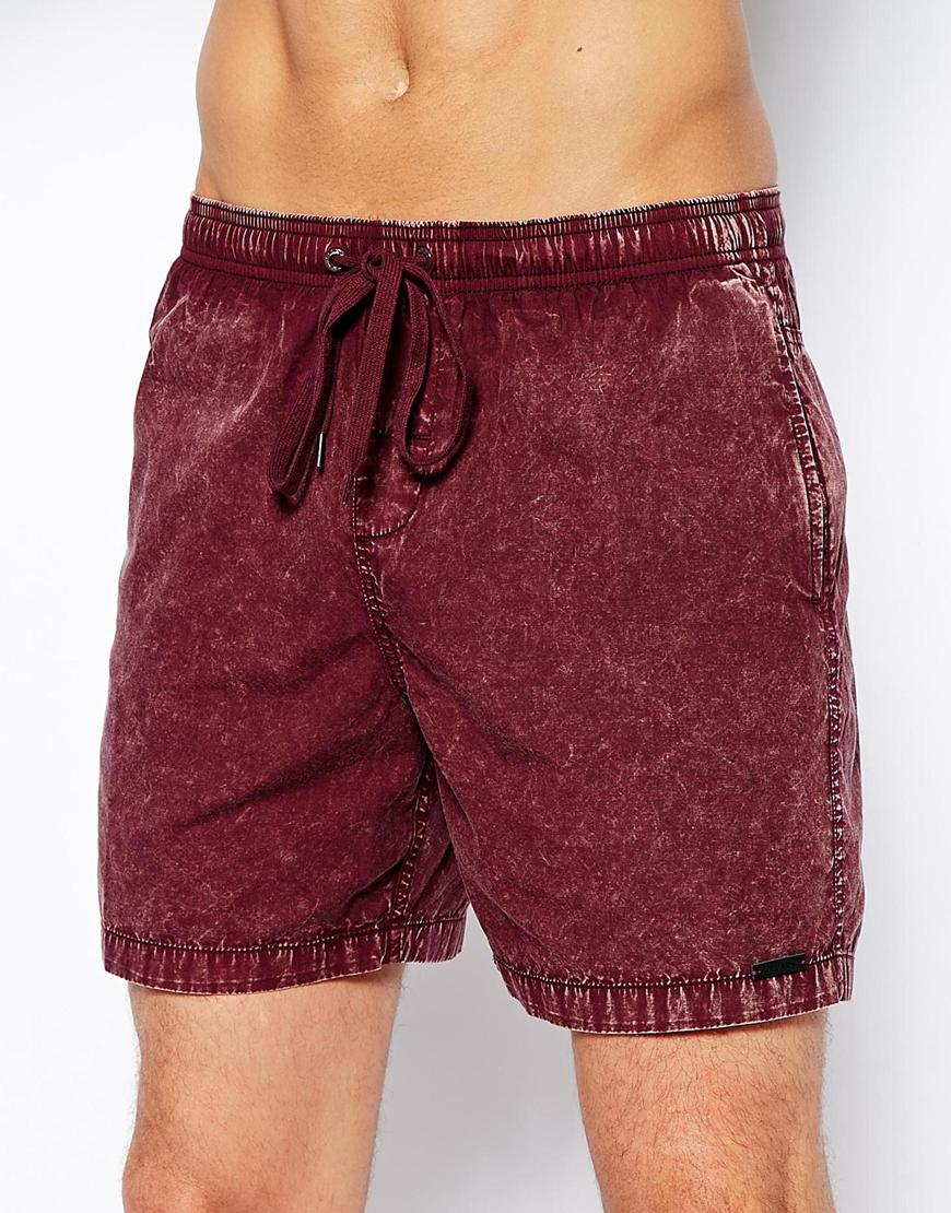 Lyst Afends Burgandy Acid Wash Swim Shorts in Red for Men