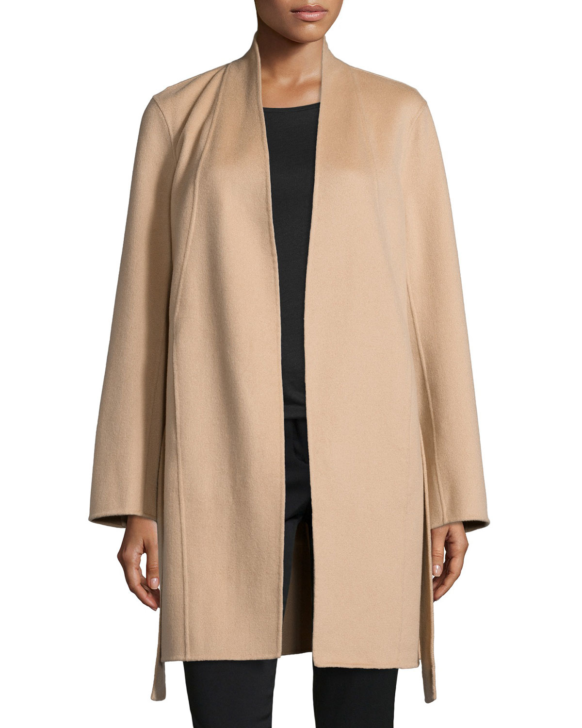 Lyst - Neiman Marcus Double-face Woven Cashmere Coat in Natural