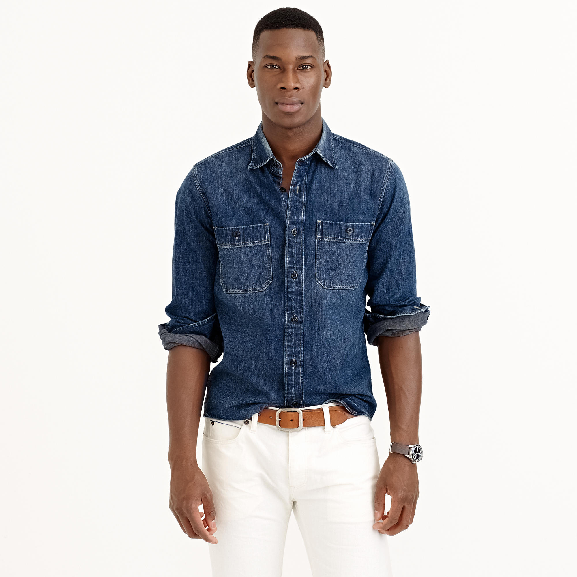 J Crew Wallace Barnes Japanese Denim Workshirt In Indigo Blue