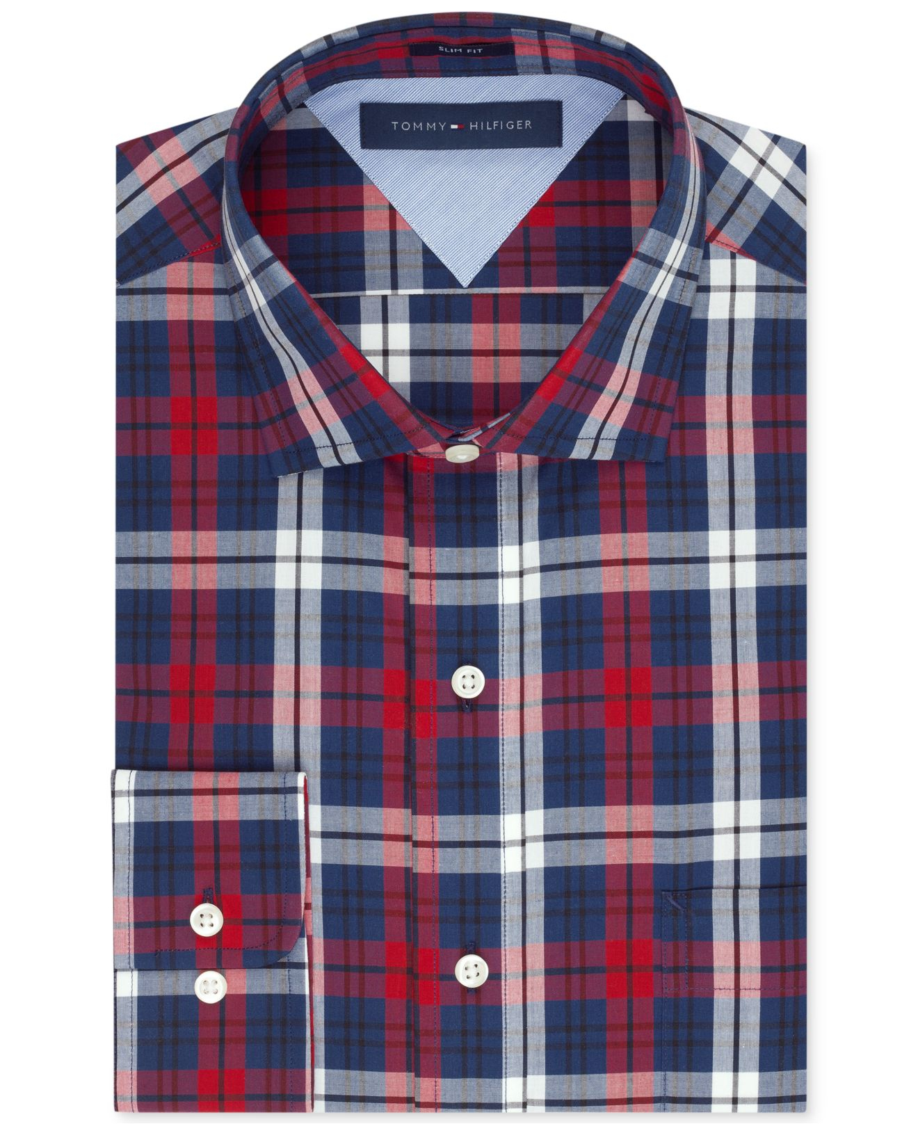 Tommy Hilfiger Red Blue Plaid Shirt for | Lyst