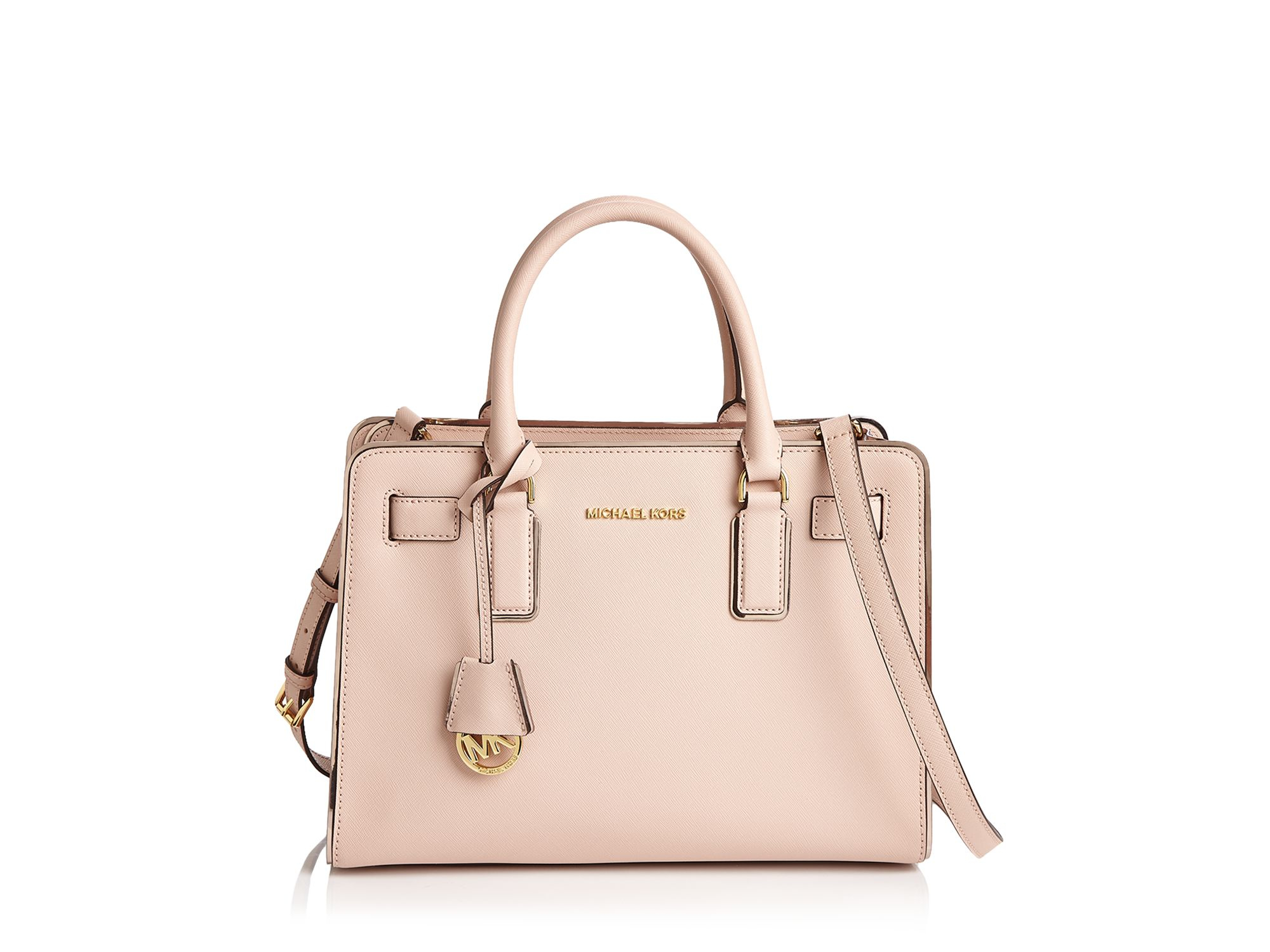 MICHAEL Michael Kors Dillon Saffiano-Leather Satchel in Pink | Lyst