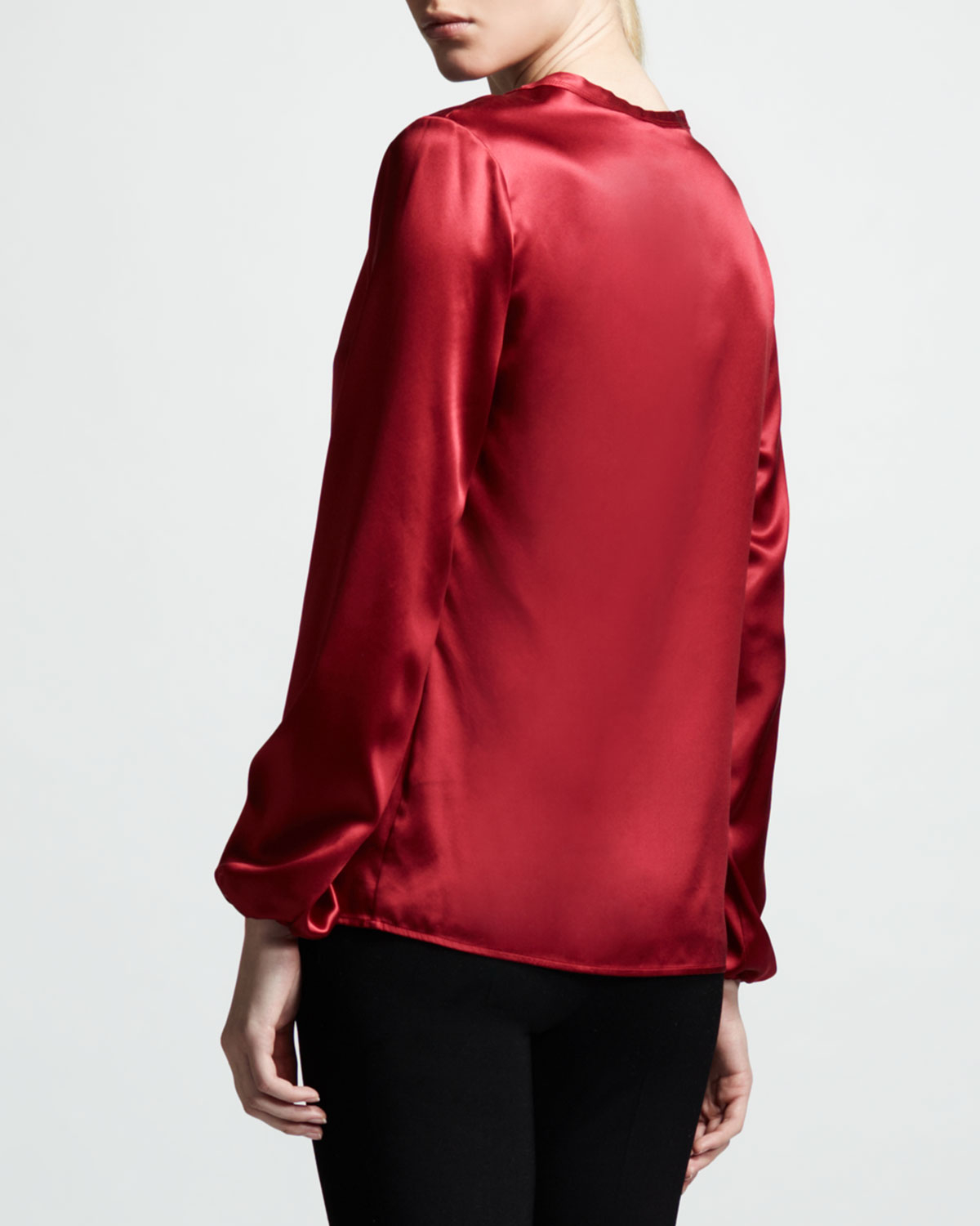 Lanvin Womens Washed Satin Blouse Rouge Fonce in Dark Red (Red) - Lyst