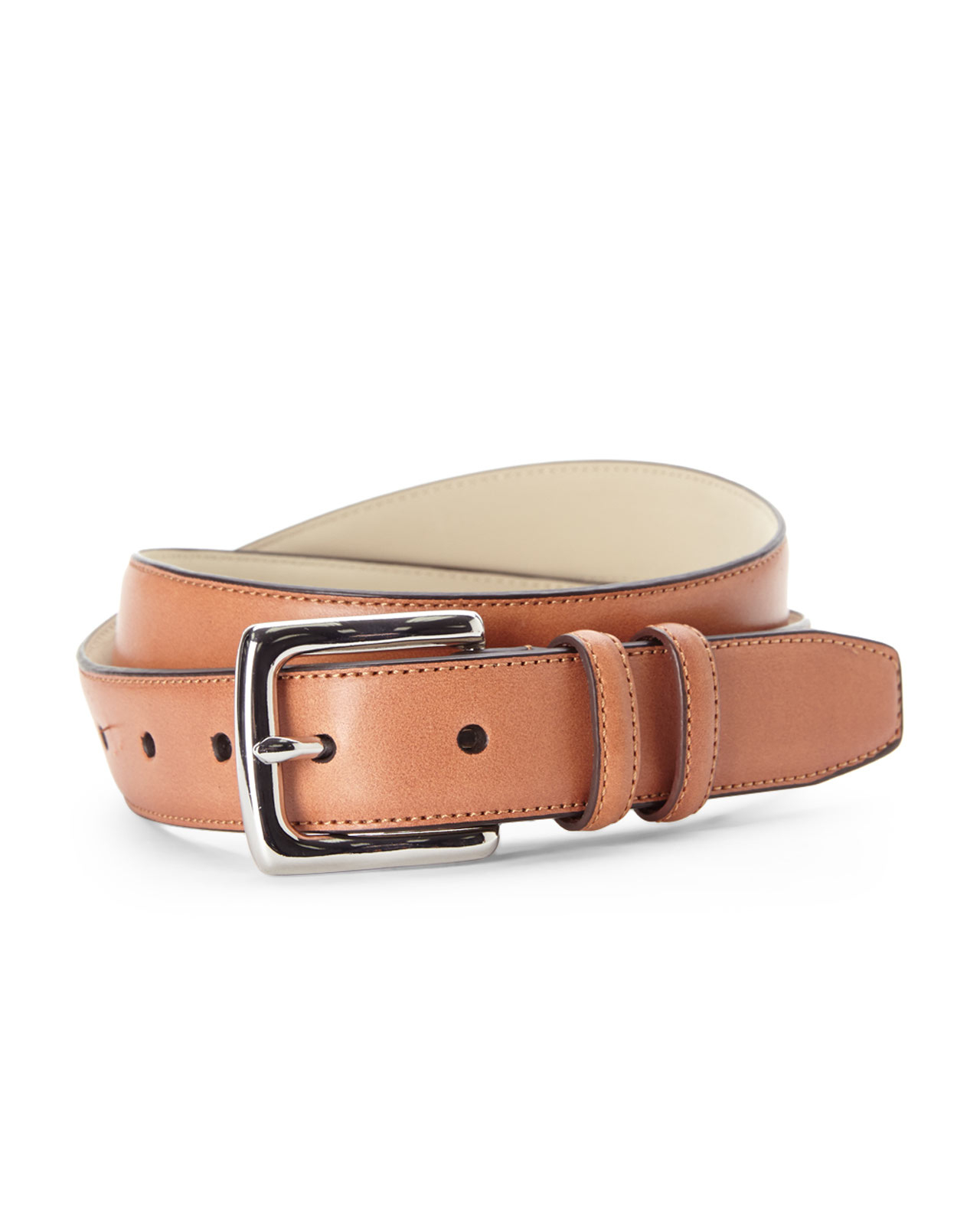 Cole Haan Stitched Edge Leather Belt in Cognac (Brown) for Men - Lyst
