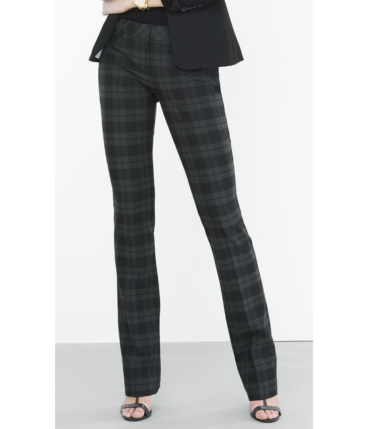 Express Black Plaid Barely Boot Columnist Pant - Lyst
