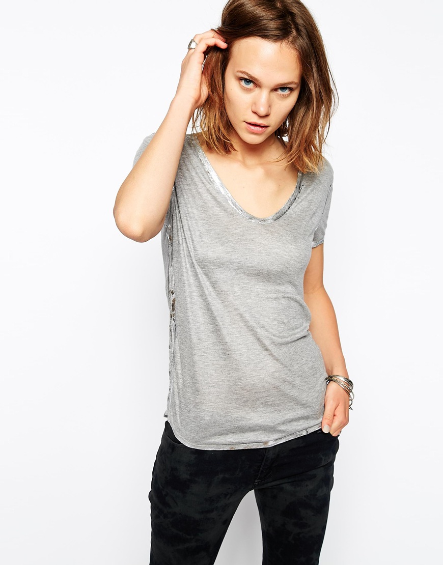 Zadig & voltaire Zadig And Voltaire T-Shirt With Metallic Foil ...