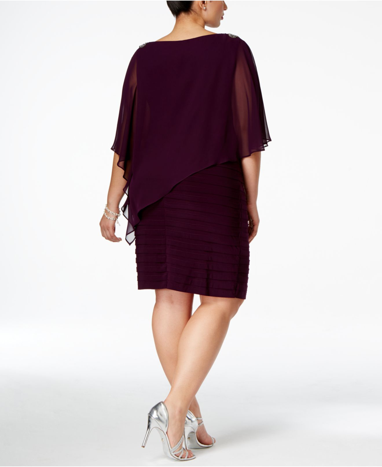 Xscape Plus Size Embellished Chiffon Overlay Dress in Purple | Lyst