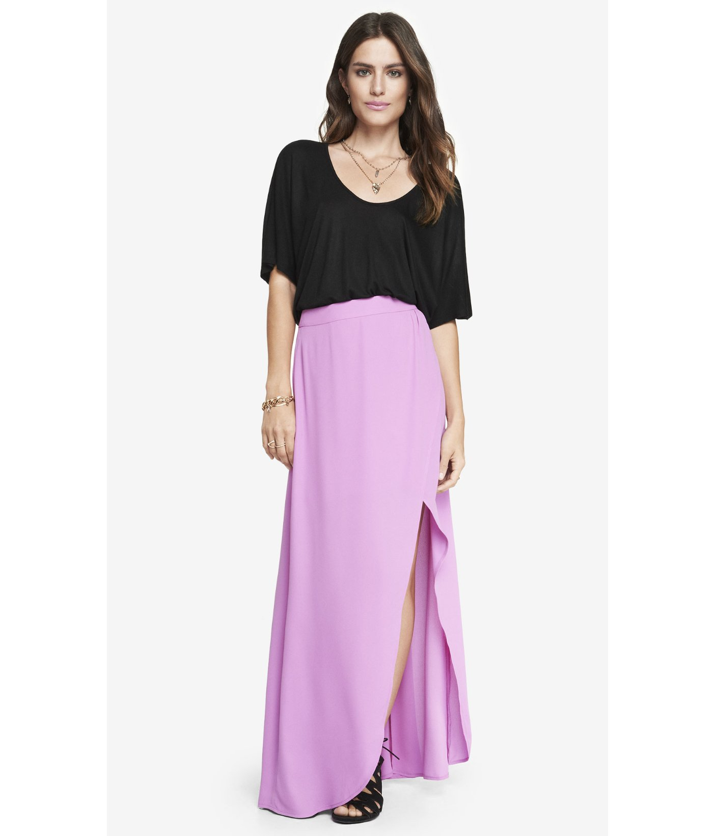 Express High Waisted Wrap Maxi Skirt - Magenta in Purple (MAGENTA) | Lyst